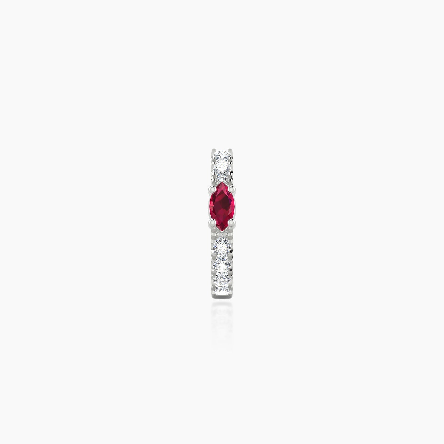 Inanna | 18k White Gold 6.5 mm Marquise Ruby & Diamond Hoop Piercing