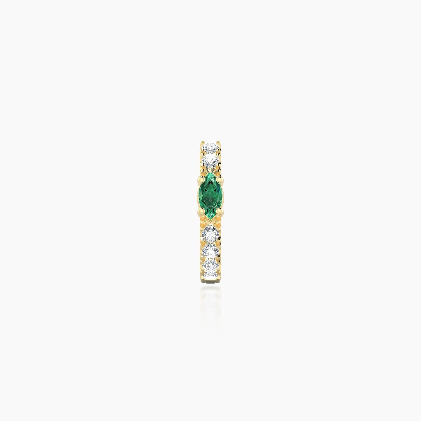 Inanna | 18k Yellow Gold 6.5 mm Marquise Emerald & Diamond Hoop Piercing