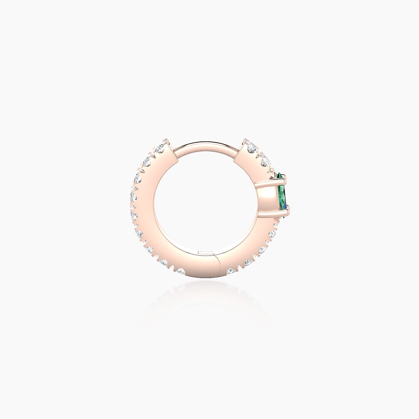 Inanna | 18k Rose Gold 6.5 mm Marquise Emerald & Diamond Hoop Piercing