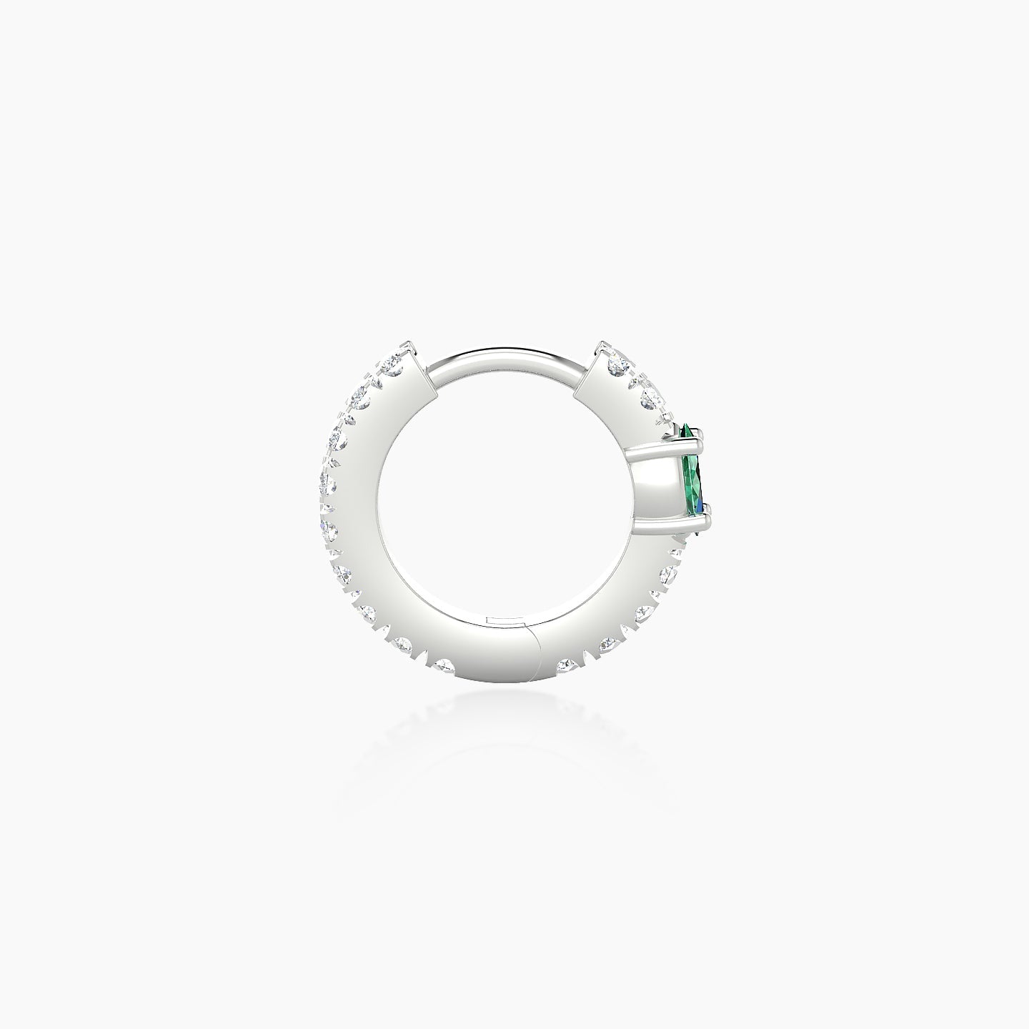 Inanna | 18k White Gold 6.5 mm Marquise Emerald & Diamond Hoop Piercing