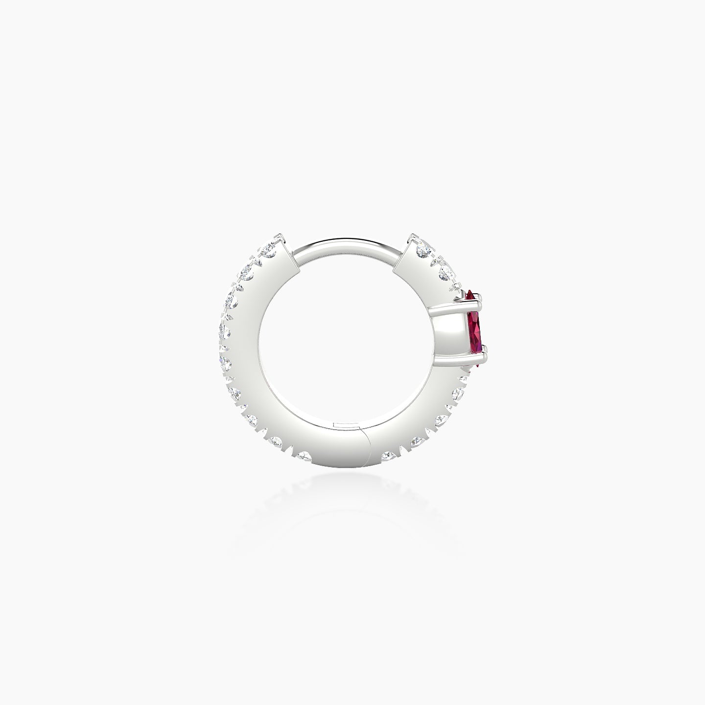 Inanna | 18k White Gold 6.5 mm Marquise Ruby & Diamond Hoop Piercing