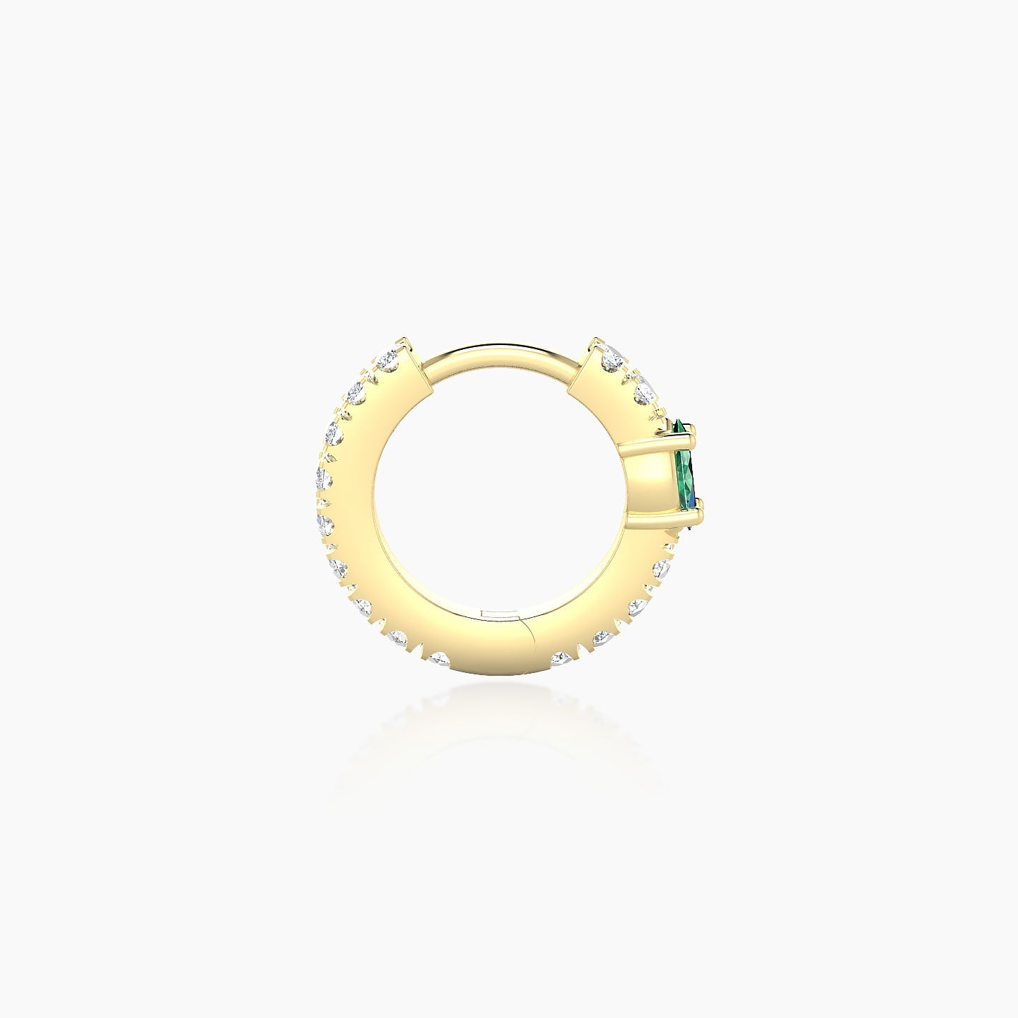 Inanna | 18k Yellow Gold 6.5 mm Marquise Emerald & Diamond Hoop Piercing