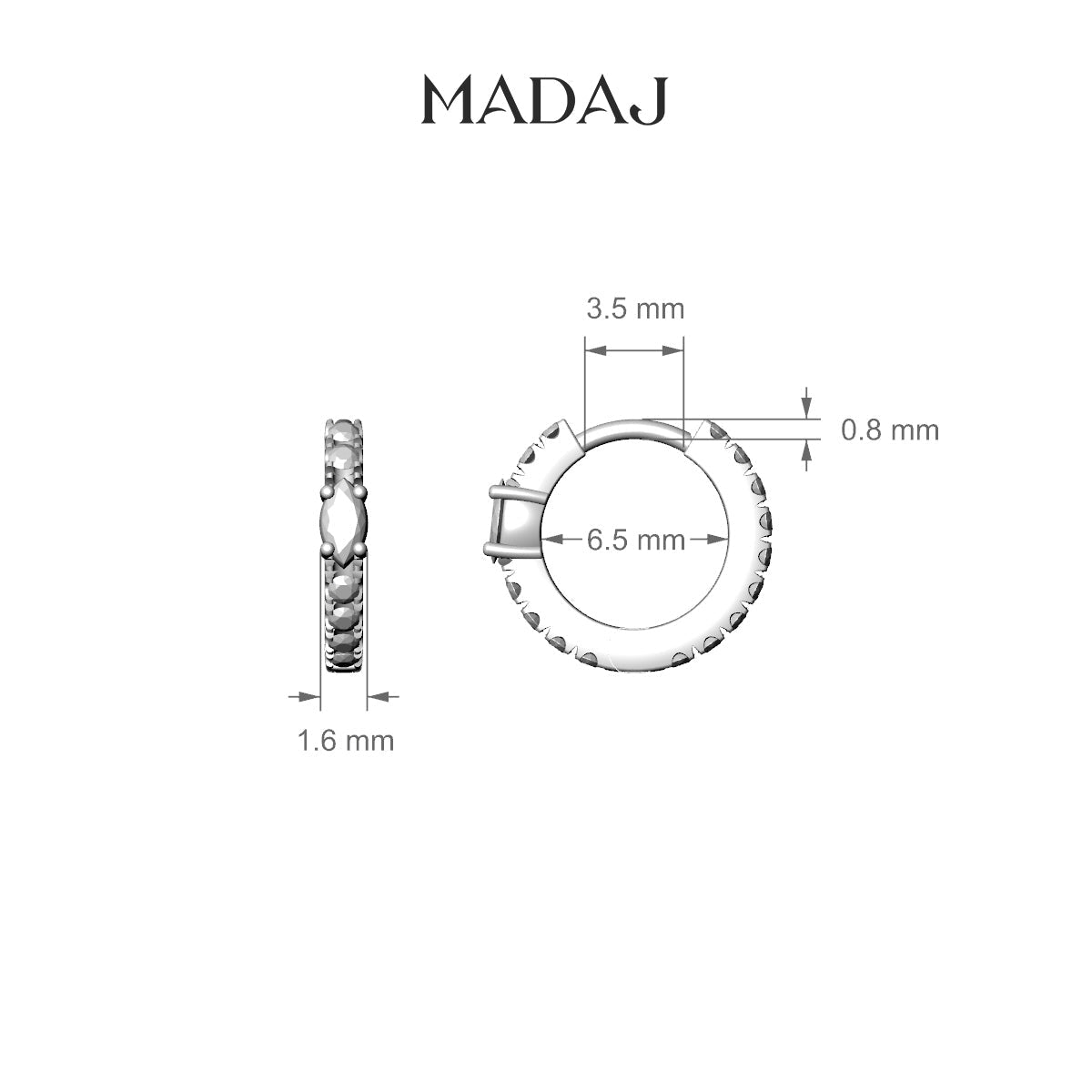 Inanna | 18k Yellow Gold 6.5 mm Marquise Emerald & Diamond Hoop Piercing