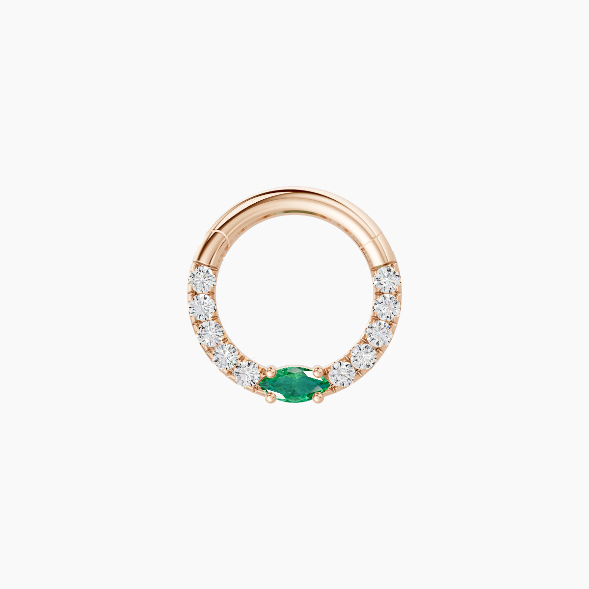 Inanna | 18k Rose Gold 6.5 mm Marquise Emerald & Diamond Septum Piercing