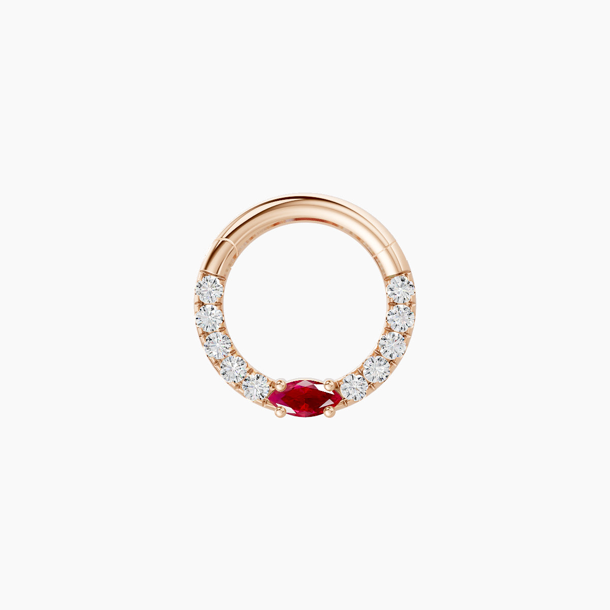Inanna | 18k Rose Gold 6.5 mm Marquise Ruby & Diamond Septum Piercing