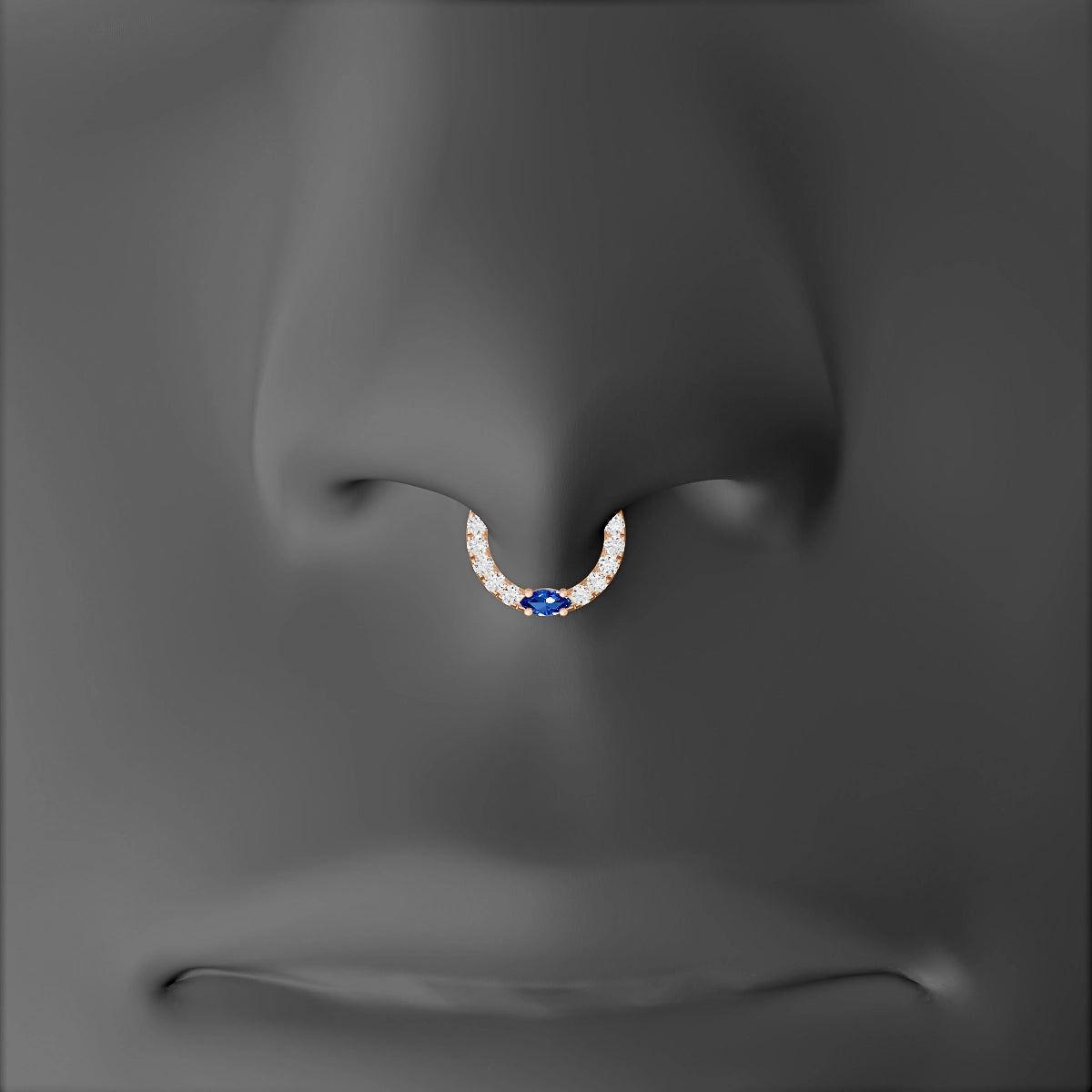 Inanna | 18k Rose Gold 6.5 mm Marquise Sapphire & Diamond Septum Piercing