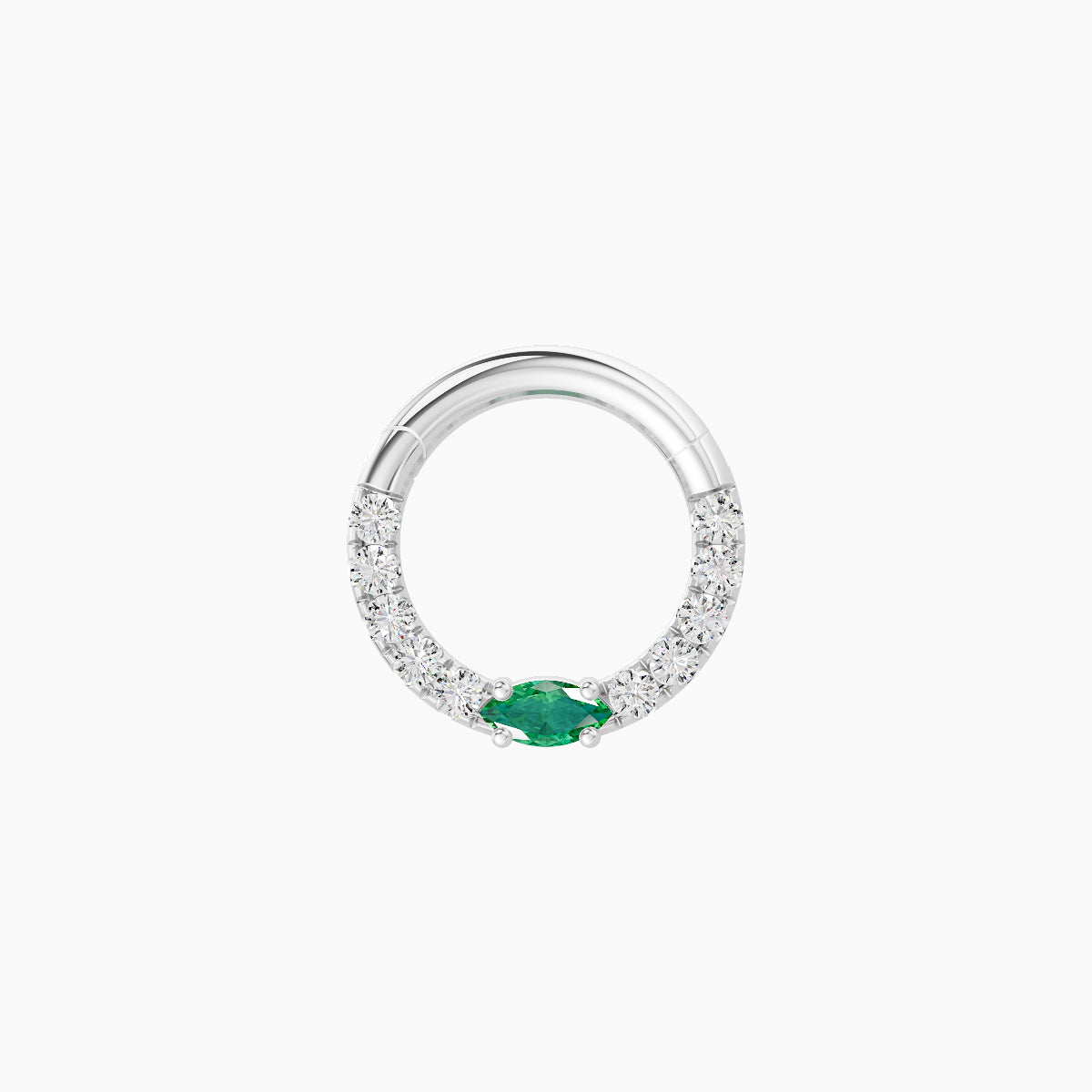 Inanna | 18k White Gold 6.5 mm Marquise Emerald & Diamond Septum Piercing