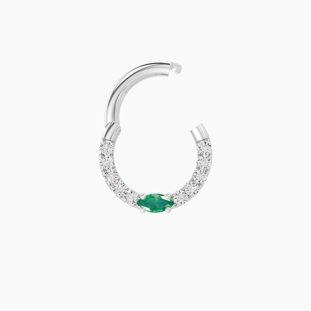 Inanna | 18k White Gold 6.5 mm Marquise Emerald & Diamond Septum Piercing