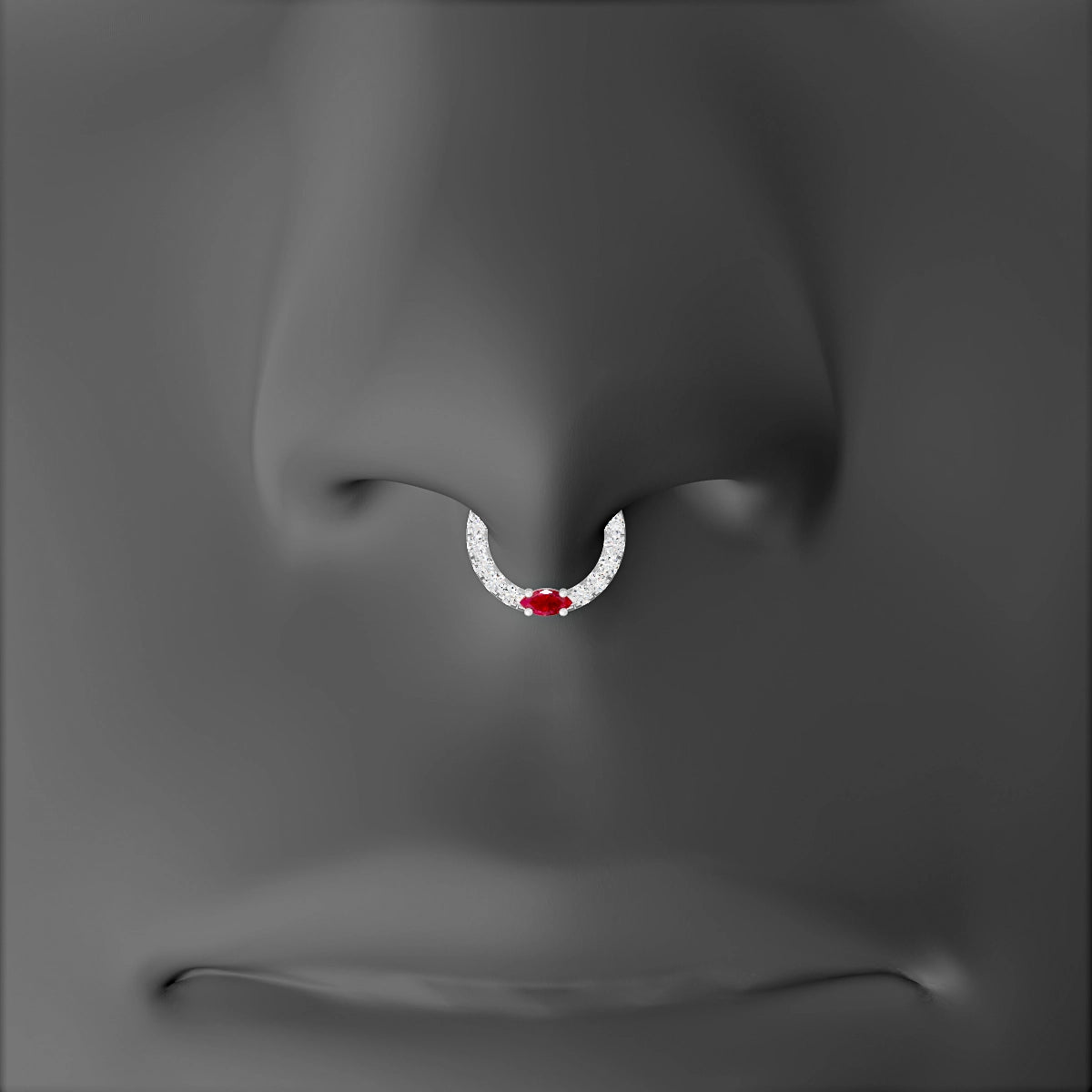 Inanna | 18k White Gold 6.5 mm Marquise Ruby & Diamond Septum Piercing