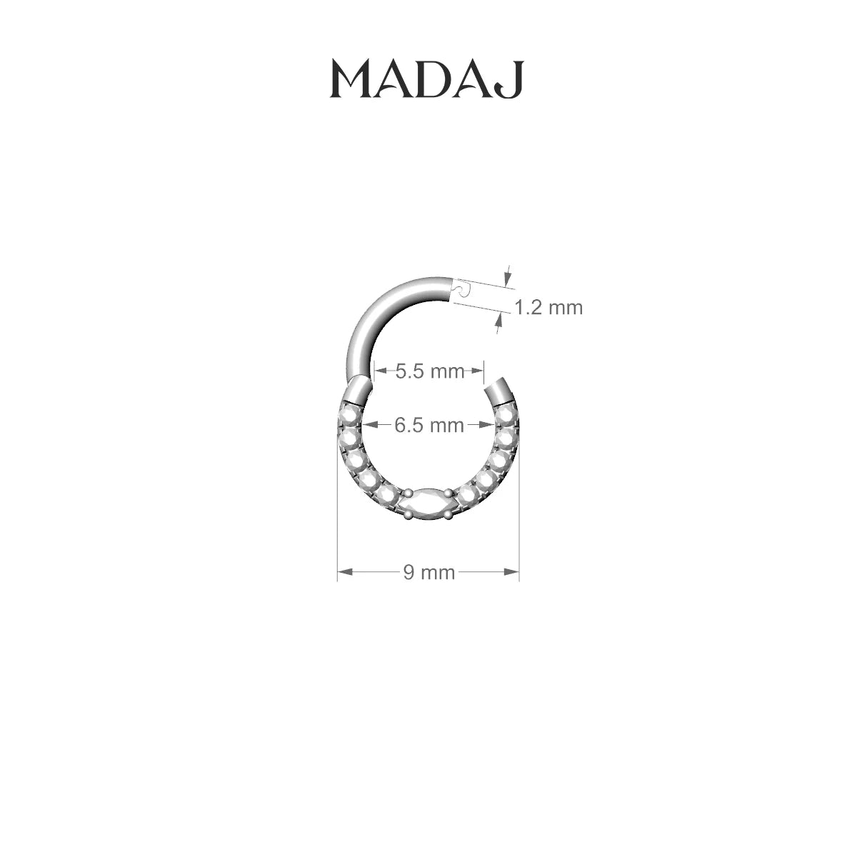 Inanna | 18k White Gold 6.5 mm Marquise Emerald & Diamond Septum Piercing