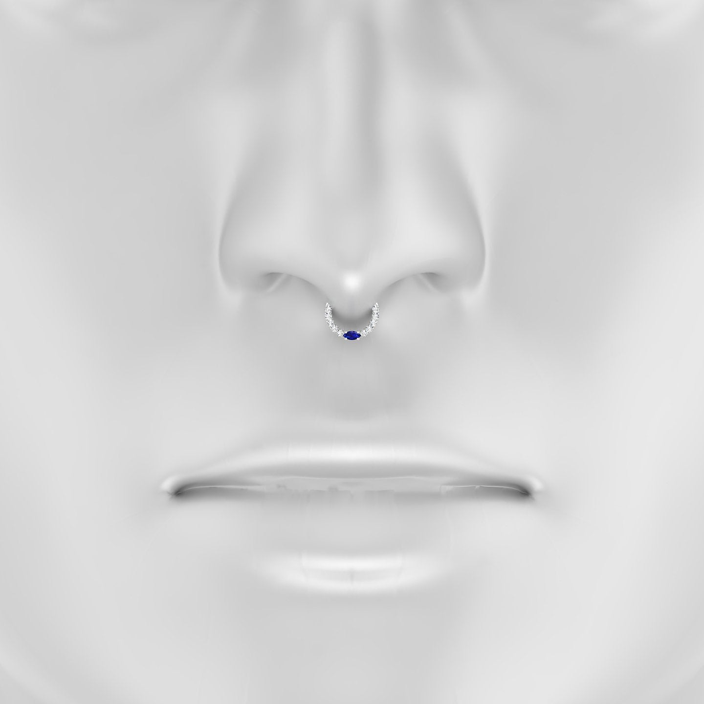 Inanna | 18k White Gold 6.5 mm Marquise Sapphire & Diamond Septum Piercing