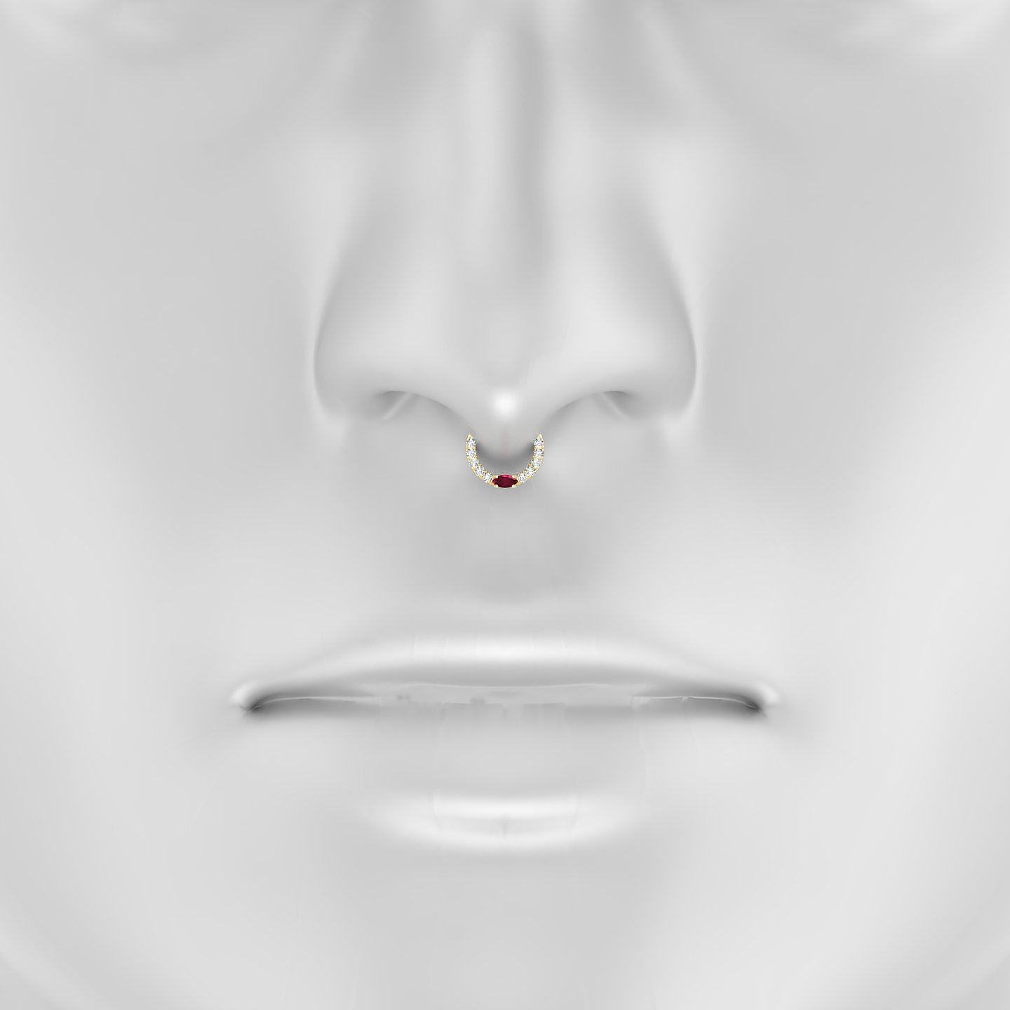 Inanna | 18k Yellow Gold 6.5 mm Marquise Ruby & Diamond Septum Piercing