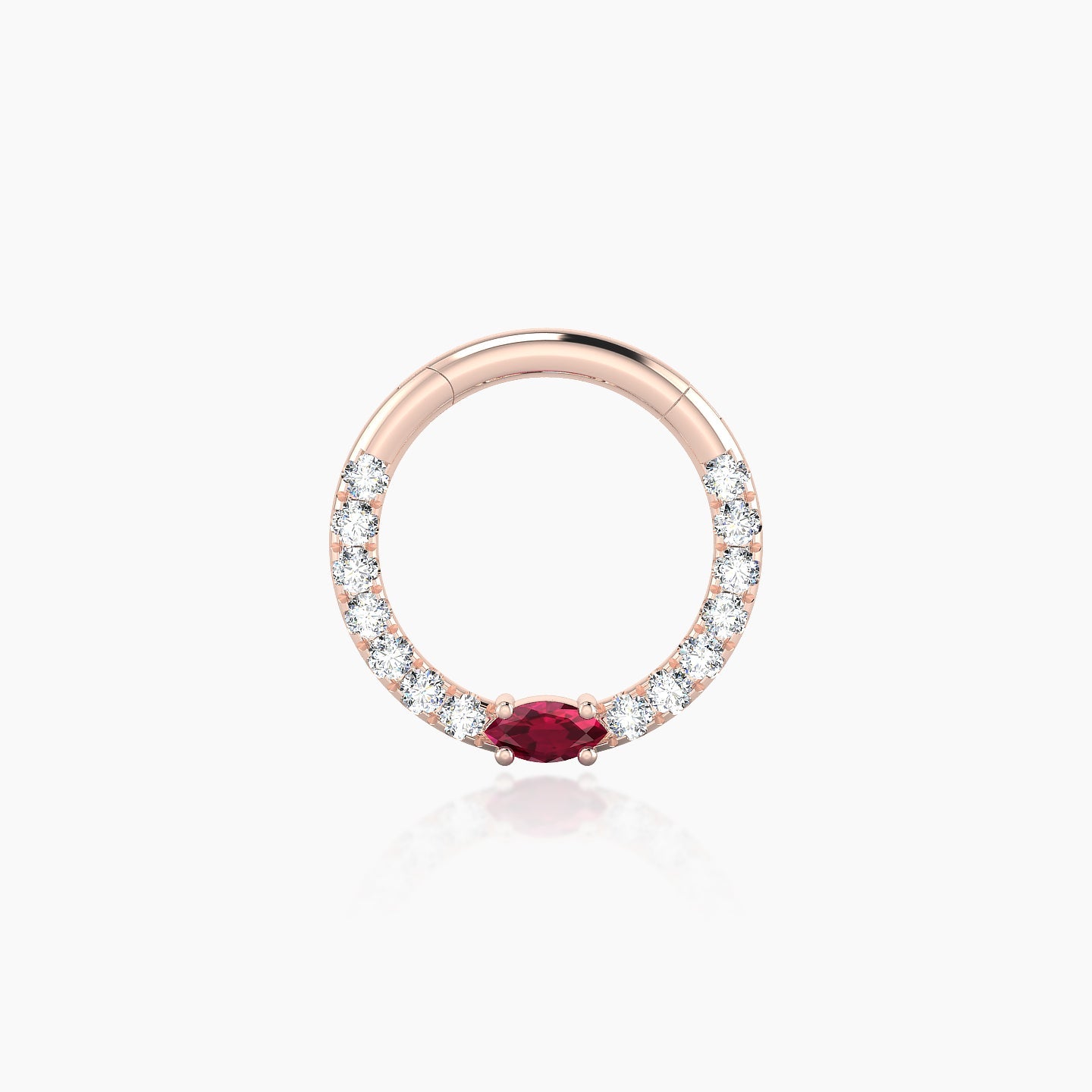 Inanna | 18k Rose Gold 8 mm Marquise Ruby & Diamond Daith Piercing