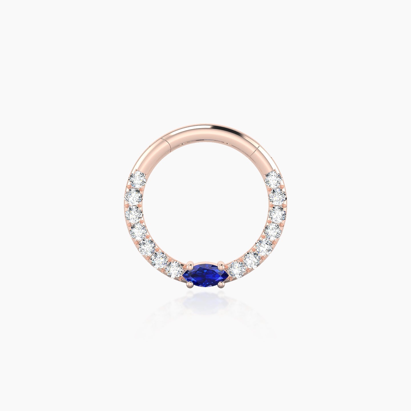 Inanna | 18k Rose Gold 8 mm Marquise Sapphire & Diamond Daith Piercing