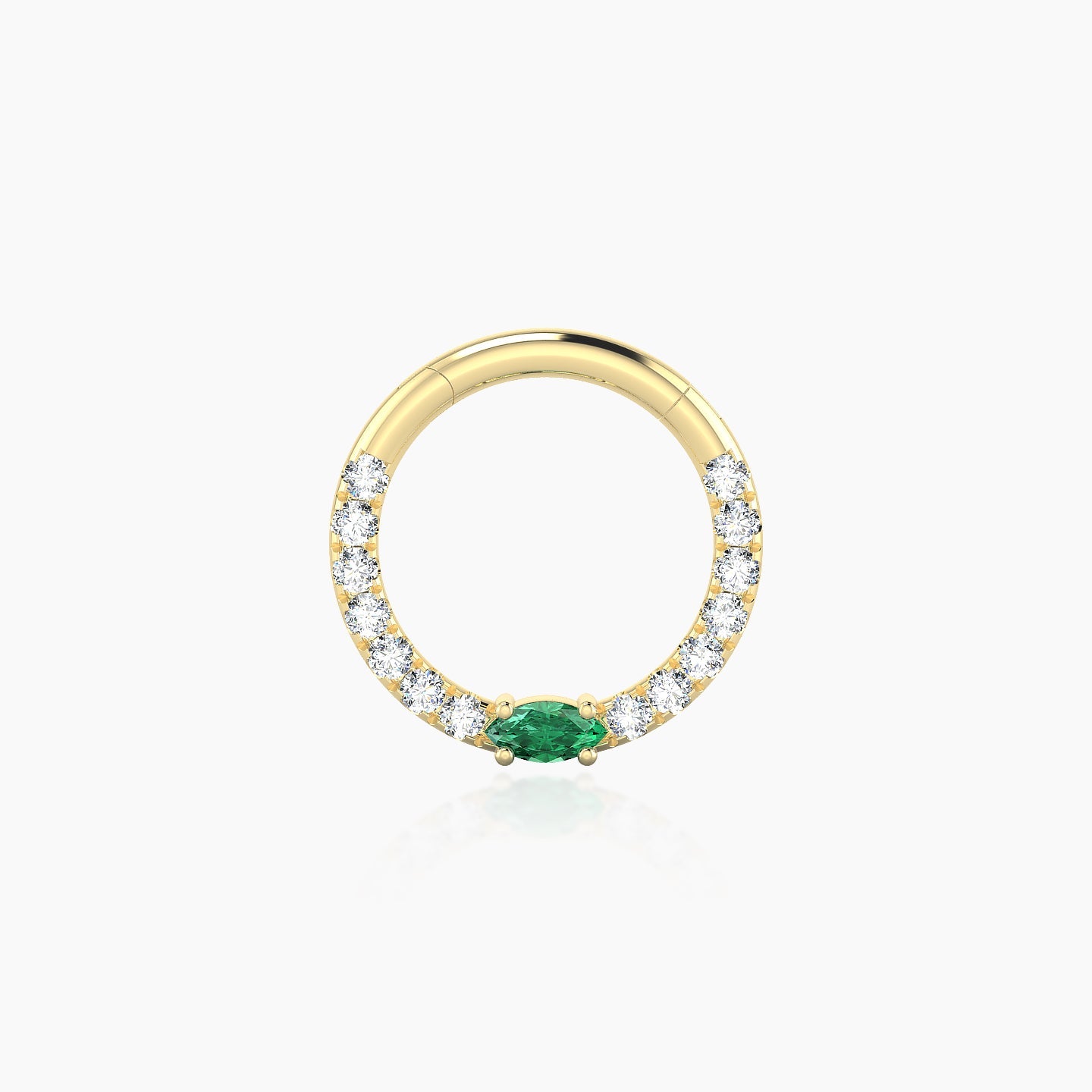 Inanna | 18k Yellow Gold 8 mm Marquise Emerald & Diamond Daith Piercing