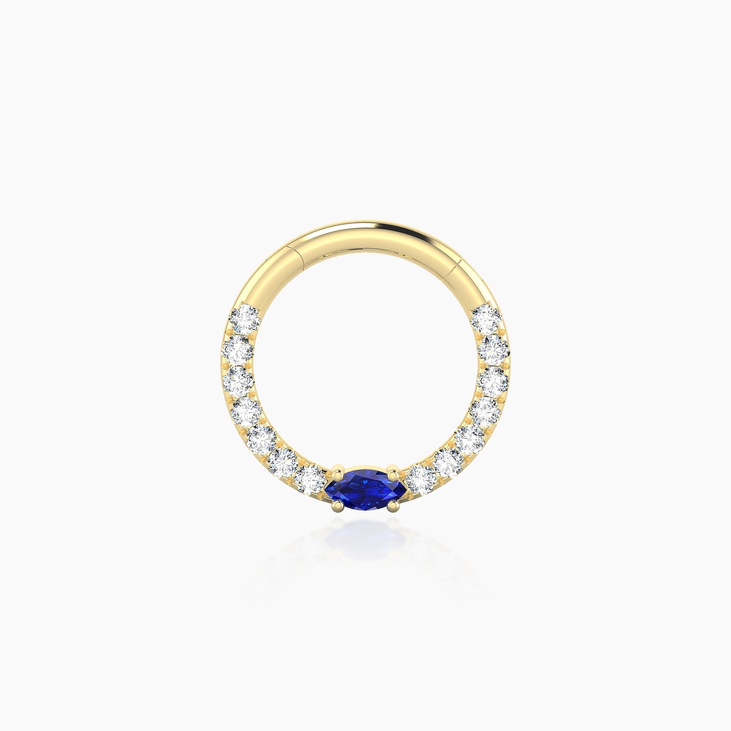 Inanna | 18k Yellow Gold 8 mm Marquise Sapphire & Diamond Daith Piercing