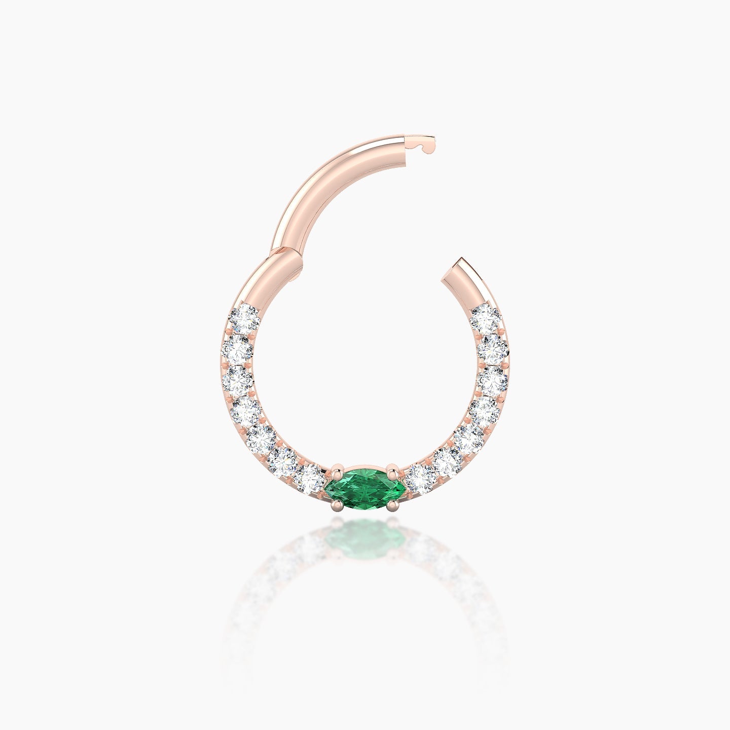 Inanna | 18k Rose Gold 8 mm Marquise Emerald & Diamond Daith Piercing