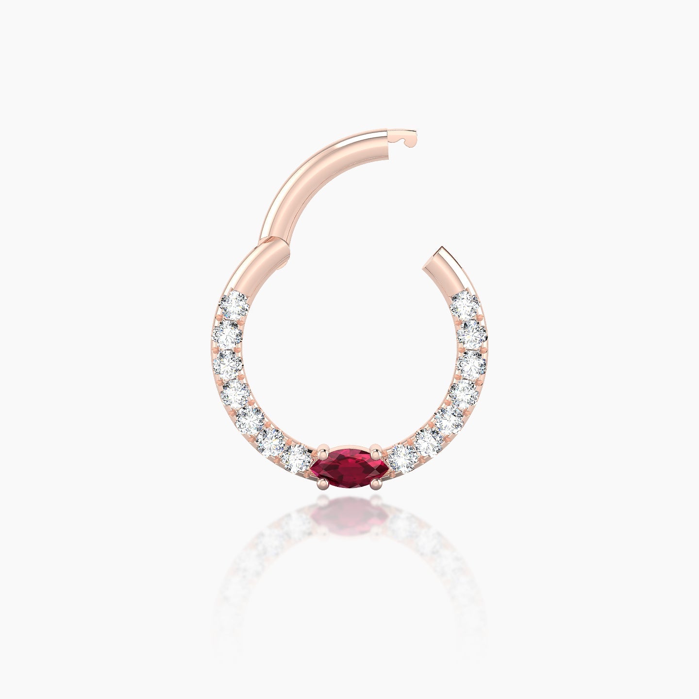 Inanna | 18k Rose Gold 8 mm Marquise Ruby & Diamond Daith Piercing