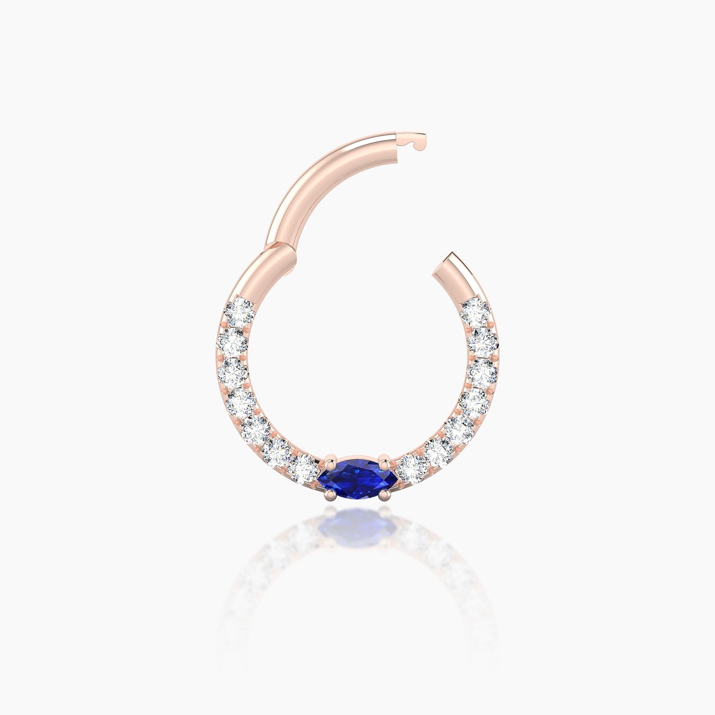 Inanna | 18k Rose Gold 8 mm Marquise Sapphire & Diamond Daith Piercing