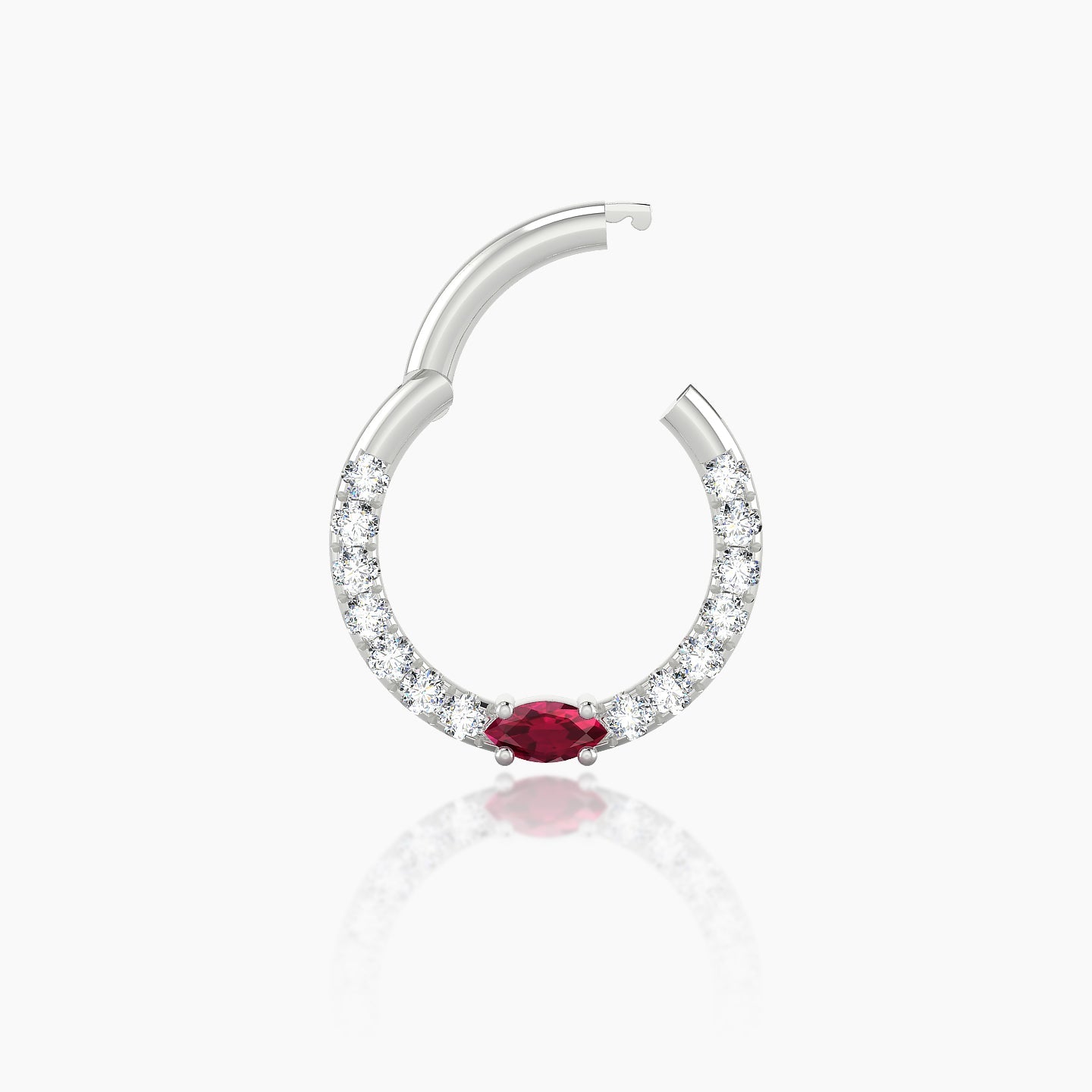 Inanna | 18k White Gold 8 mm Marquise Ruby & Diamond Daith Piercing