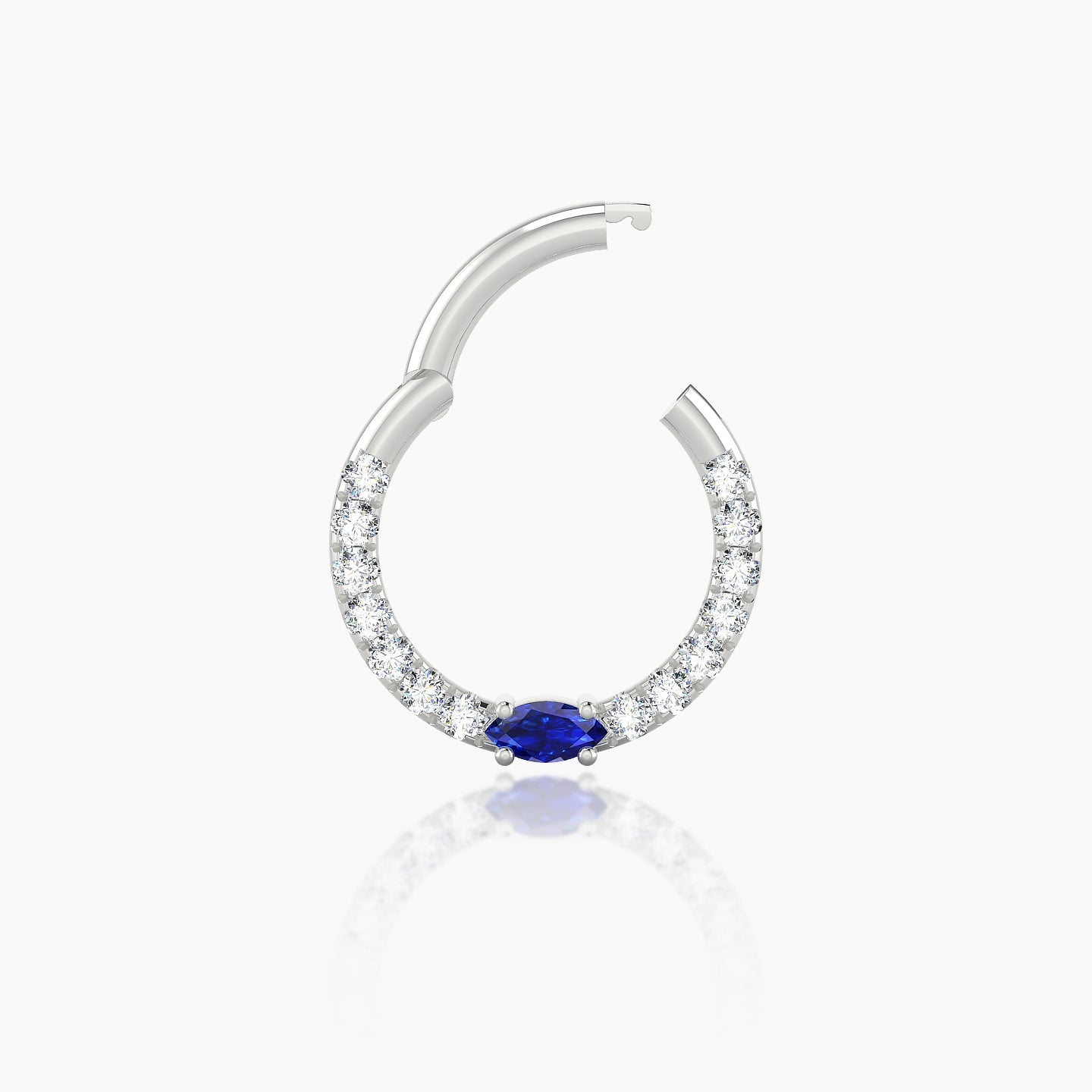 Inanna | 18k White Gold 8 mm Marquise Sapphire & Diamond Daith Piercing