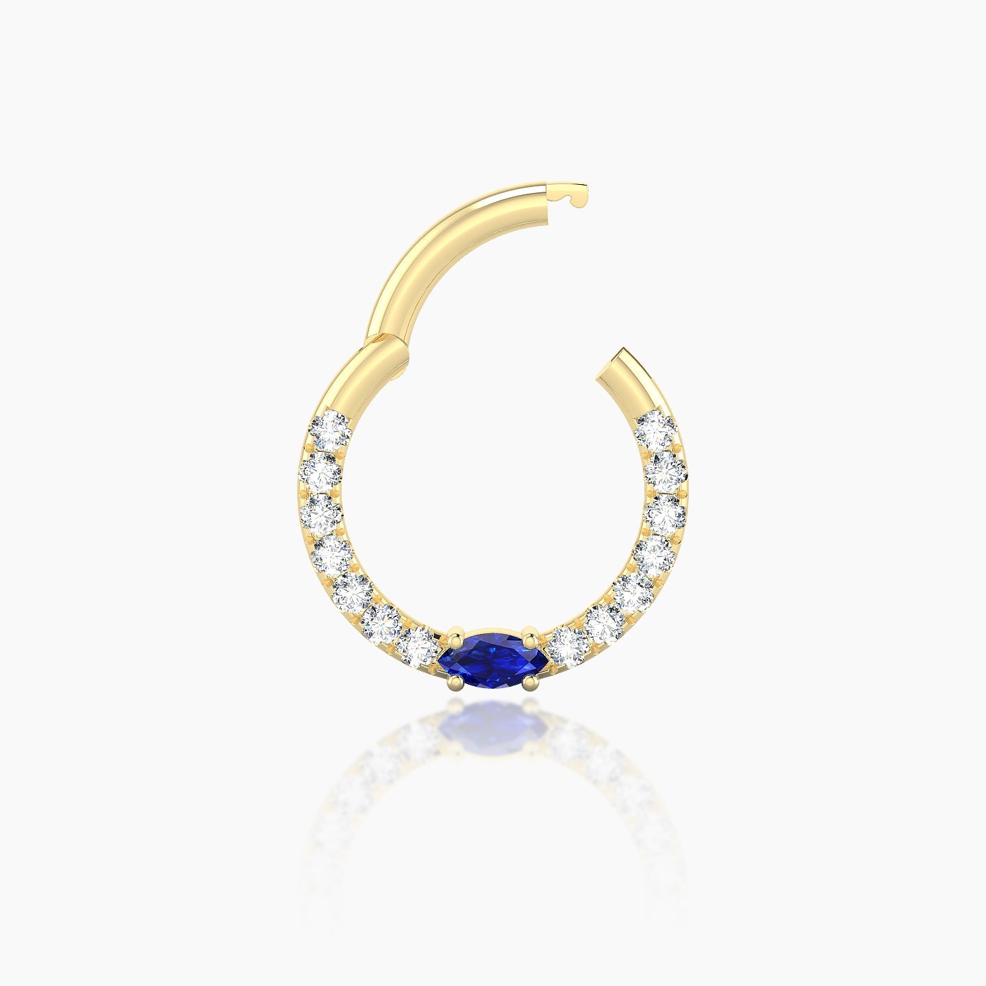 Inanna | 18k Yellow Gold 8 mm Marquise Sapphire & Diamond Daith Piercing