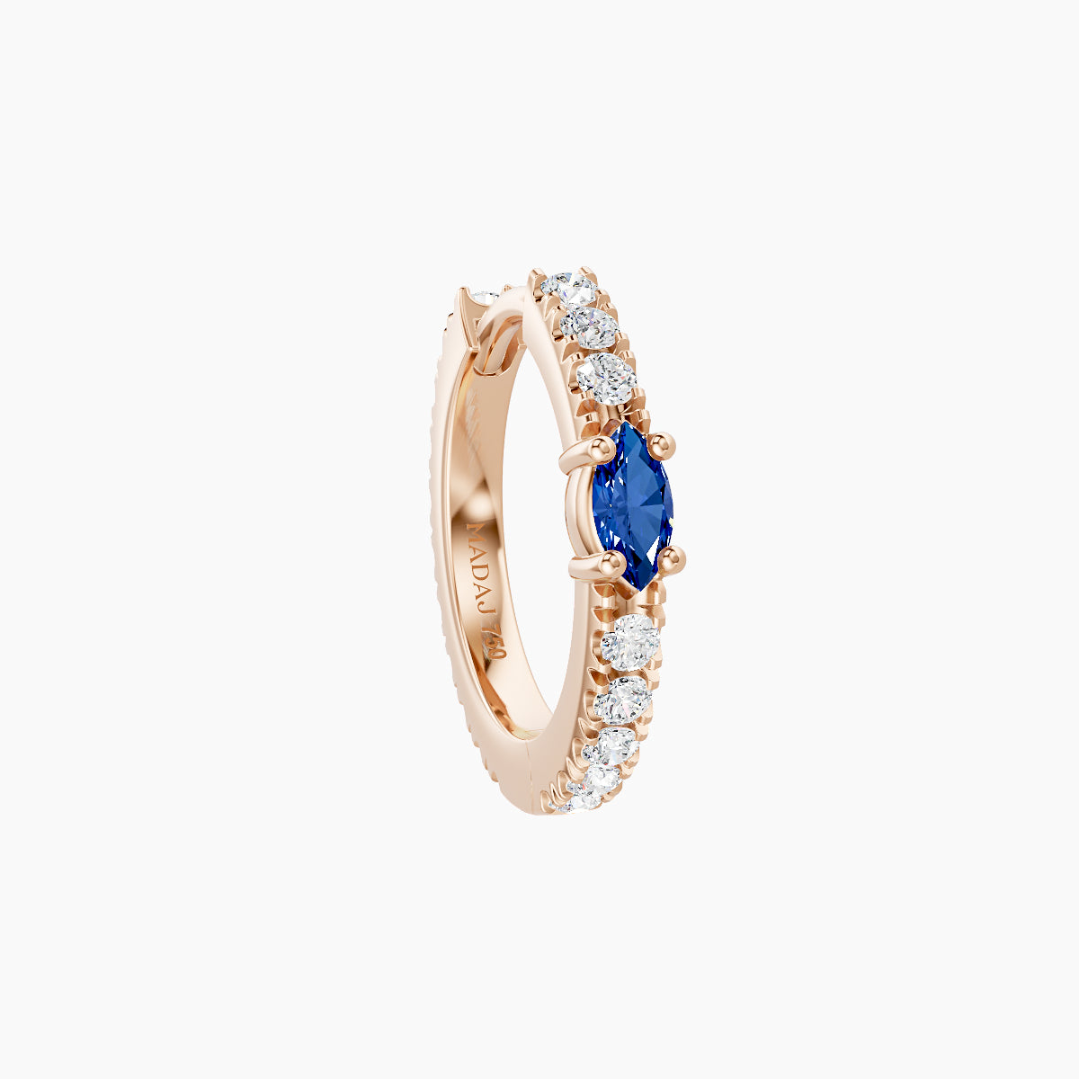Inanna | 18k Rose Gold 8 mm Marquise Sapphire & Diamond Hoop Piercing