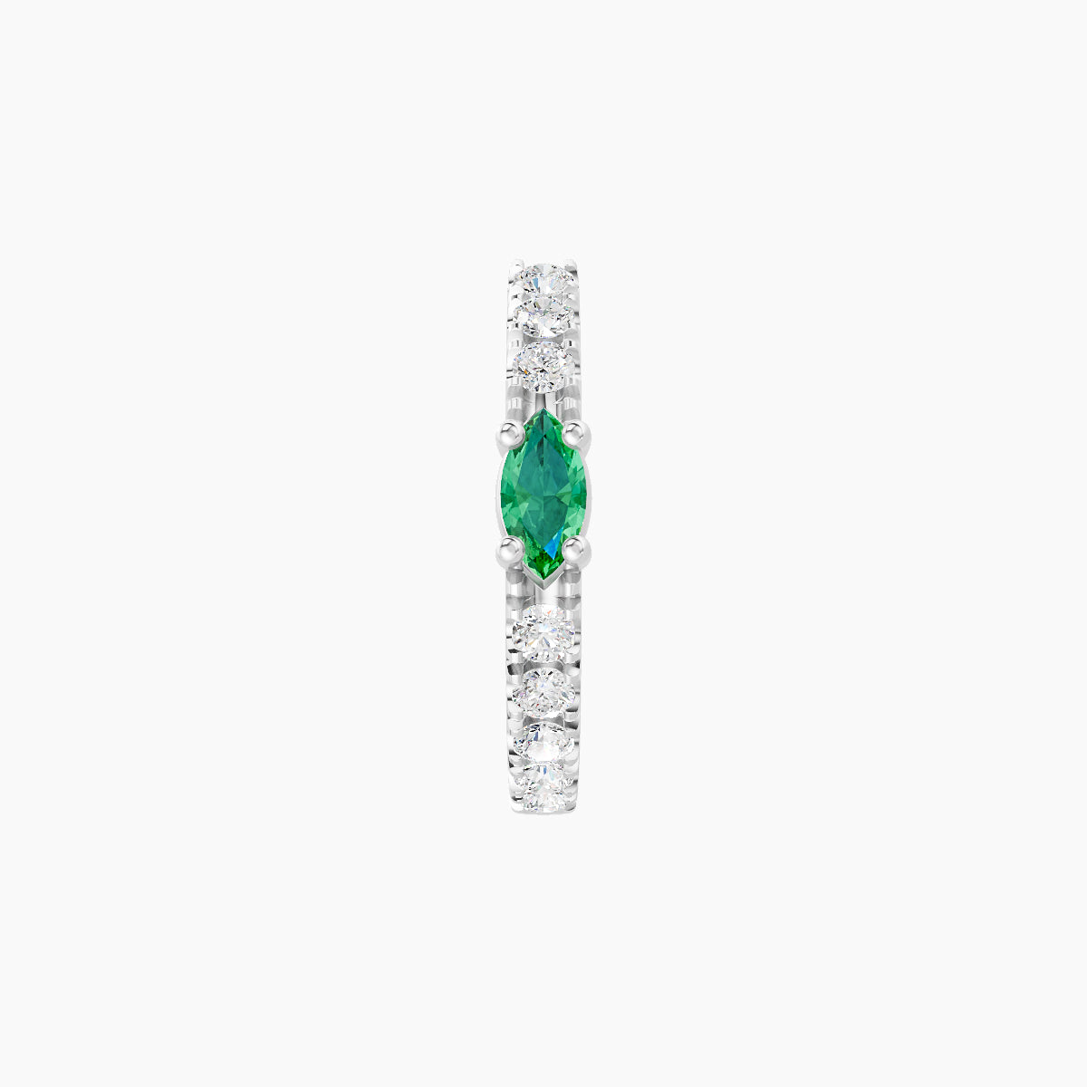 Inanna | 18k White Gold 8 mm Marquise Emerald & Diamond Hoop Piercing