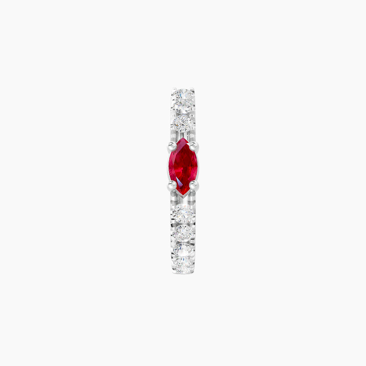 Inanna | 18k White Gold 8 mm Marquise Ruby & Diamond Hoop Piercing