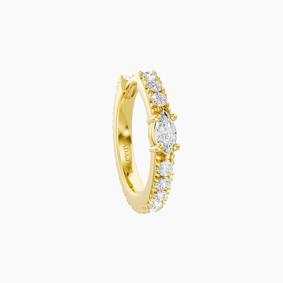 Inanna | 18k Yellow Gold 8 mm Marquise Diamond Hoop Piercing