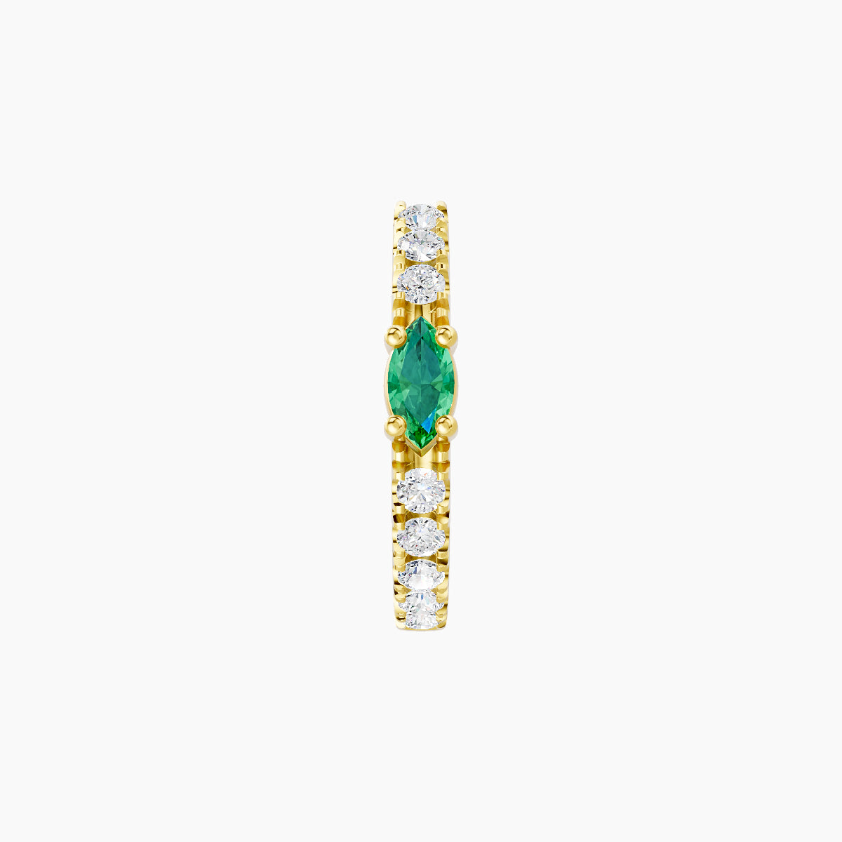 Inanna | 18k Yellow Gold 8 mm Marquise Emerald & Diamond Hoop Piercing