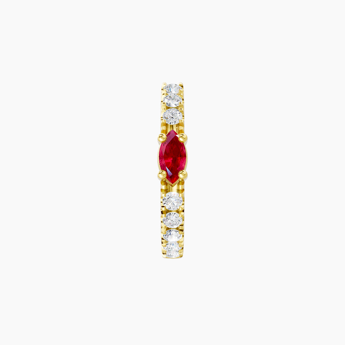 Inanna | 18k Yellow Gold 8 mm Marquise Ruby & Diamond Hoop Piercing