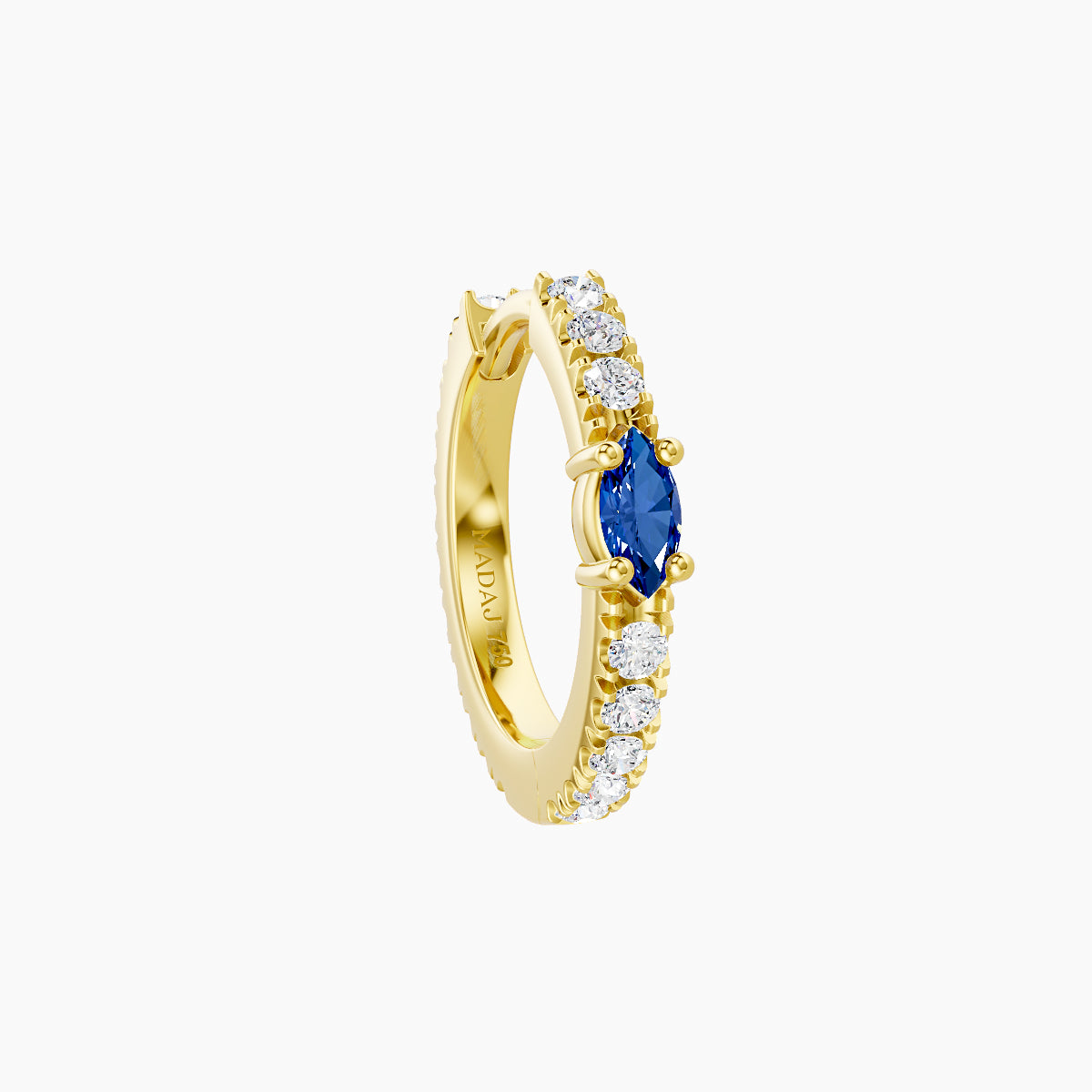 Inanna | 18k Yellow Gold 8 mm Marquise Sapphire & Diamond Hoop Piercing