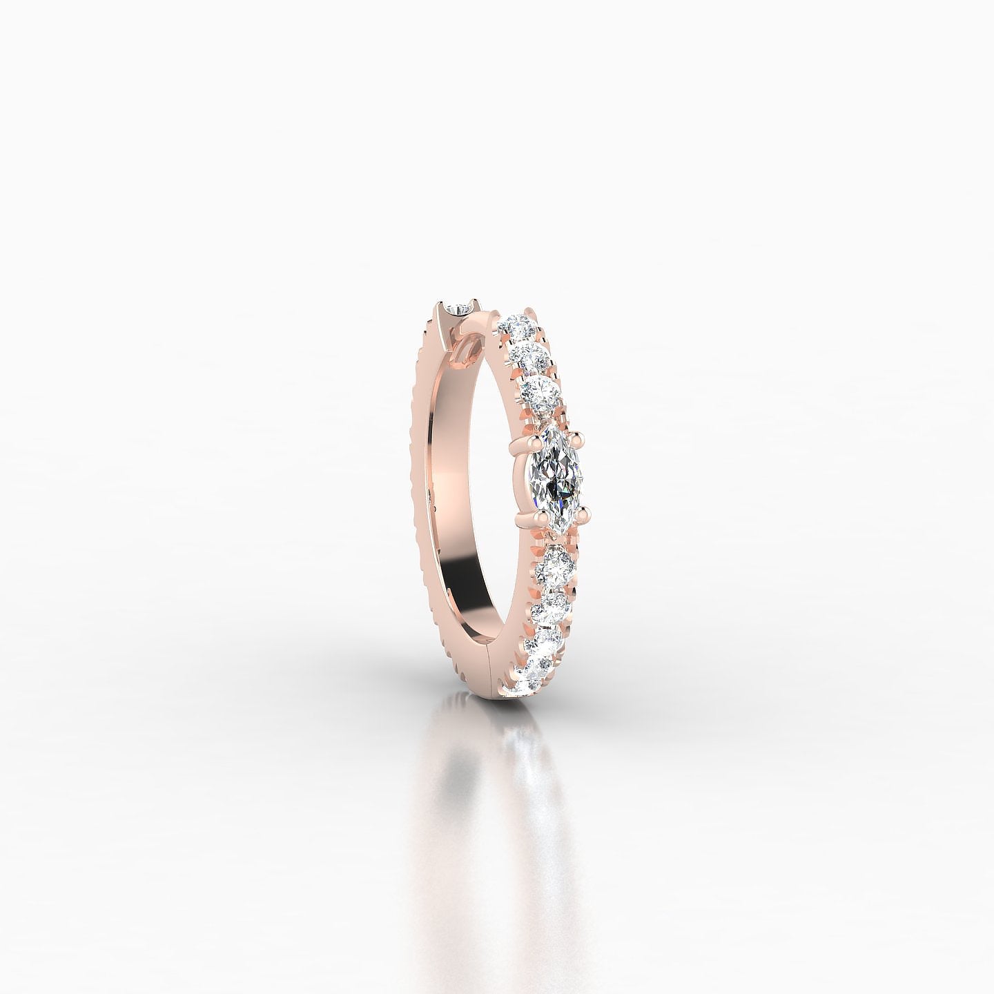 Inanna | 18k Rose Gold 8 mm Marquise Diamond Hoop Piercing