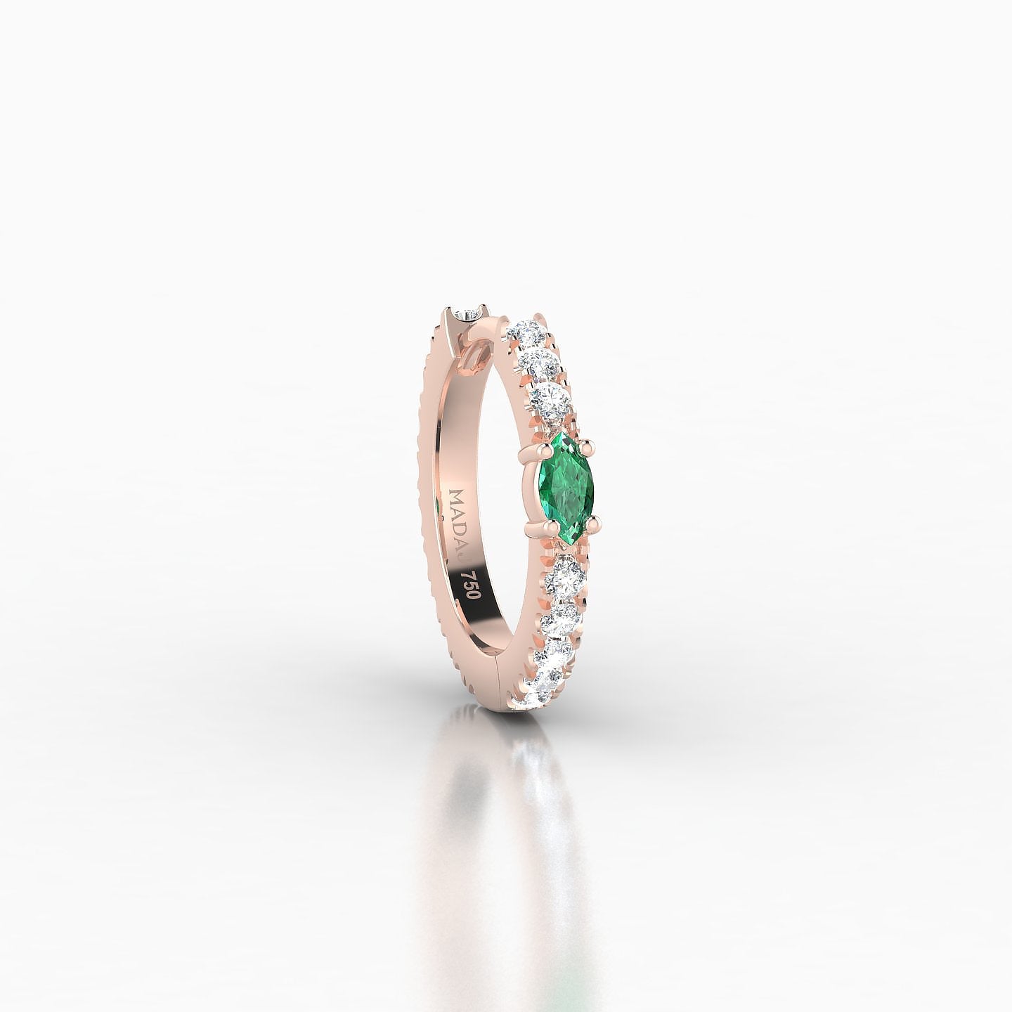 Inanna | 18k Rose Gold 8 mm Marquise Emerald & Diamond Hoop Piercing