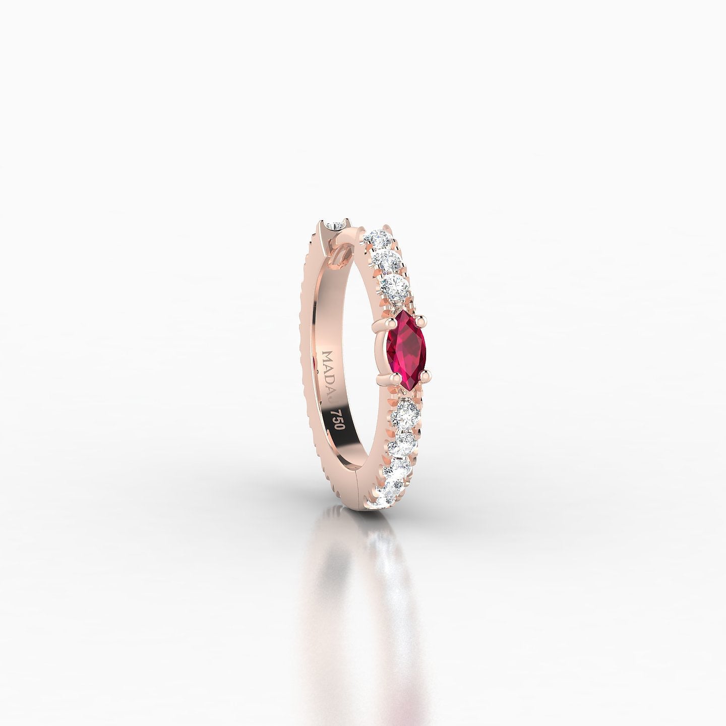 Inanna | 18k Rose Gold 8 mm Marquise Ruby & Diamond Hoop Piercing