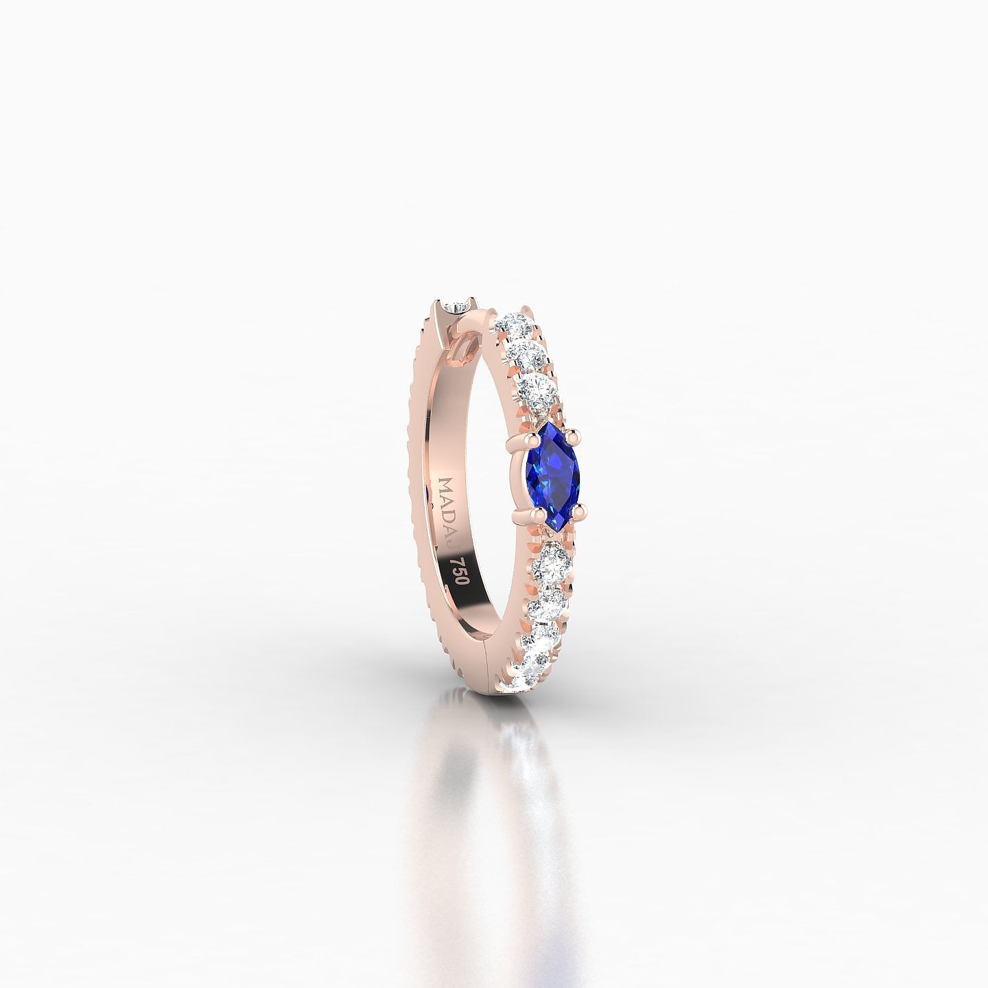 Inanna | 18k Rose Gold 8 mm Marquise Sapphire & Diamond Hoop Piercing