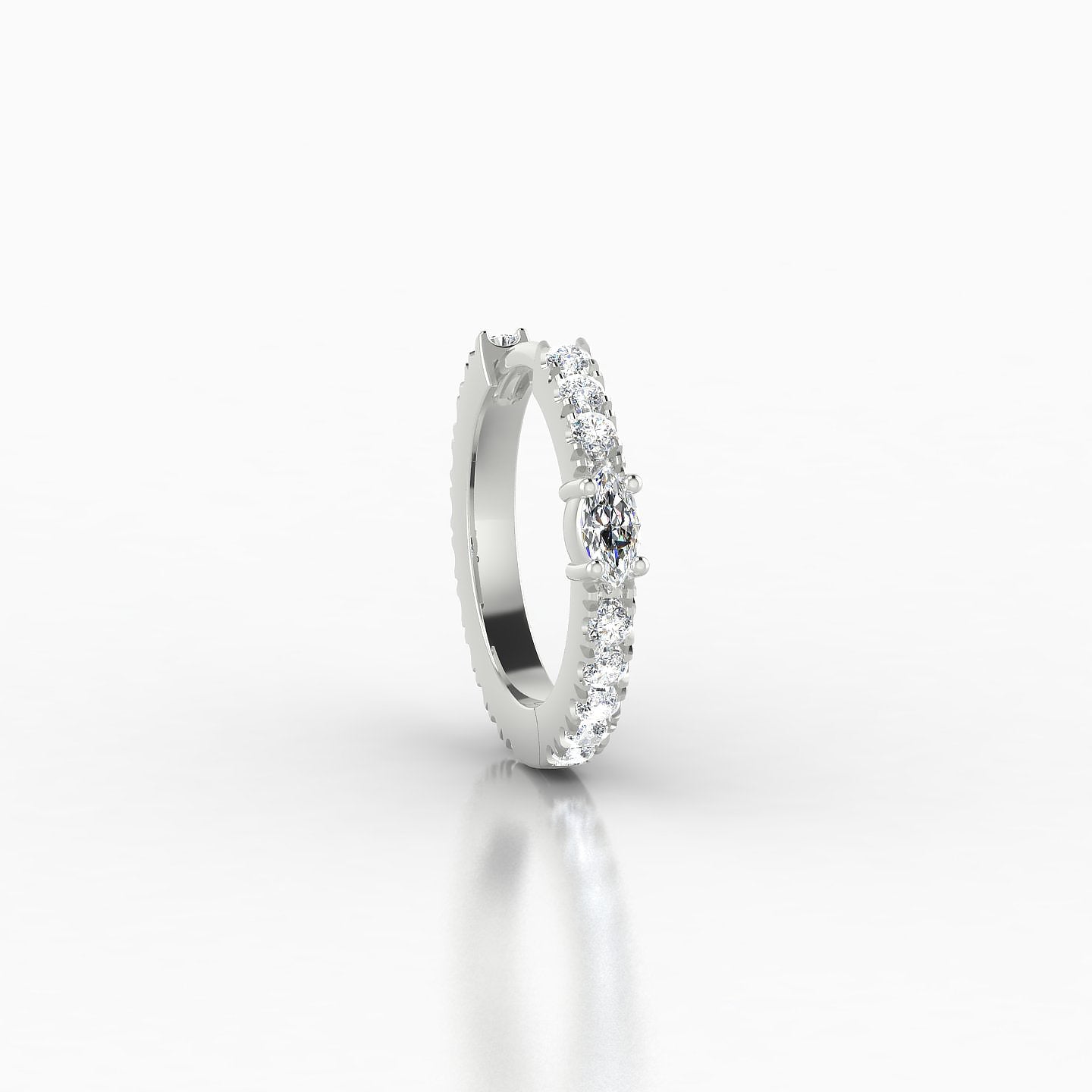 Inanna | 18k White Gold 8 mm Marquise Diamond Hoop Piercing