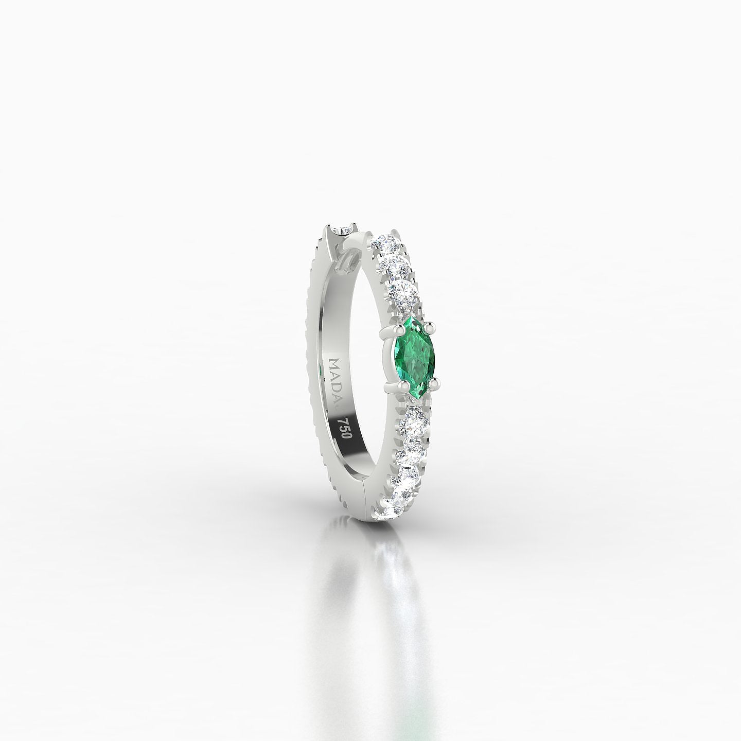 Inanna | 18k White Gold 8 mm Marquise Emerald & Diamond Hoop Piercing