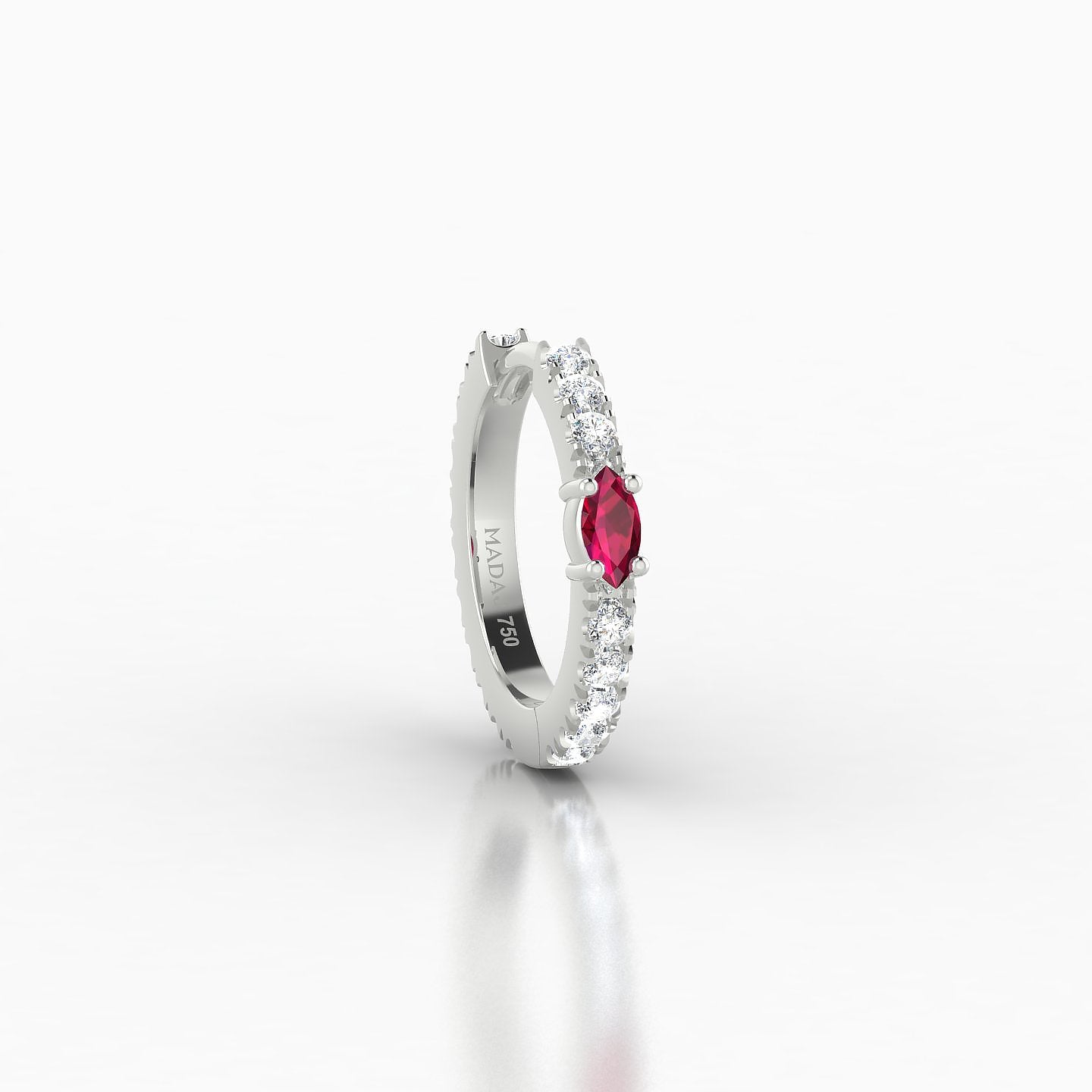 Inanna | 18k White Gold 8 mm Marquise Ruby & Diamond Hoop Piercing