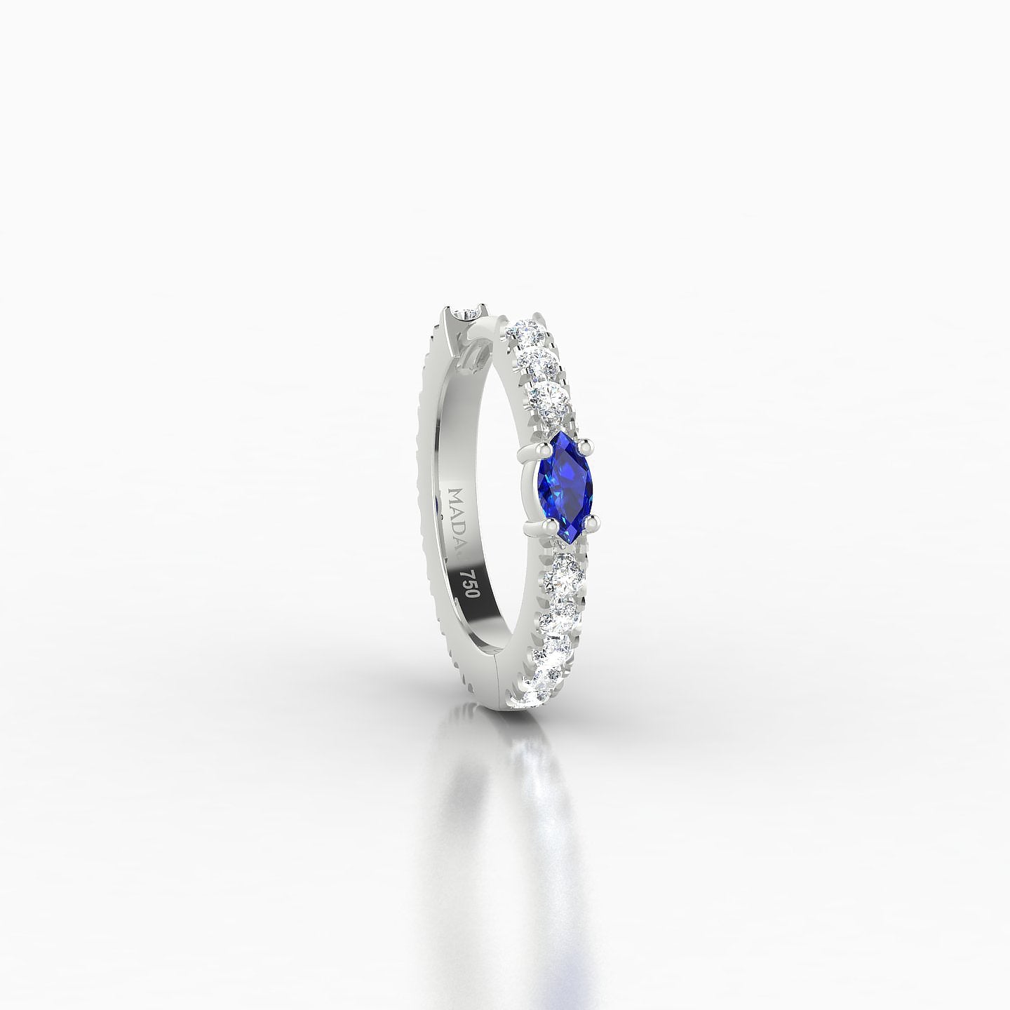 Inanna | 18k White Gold 8 mm Marquise Sapphire & Diamond Hoop Piercing