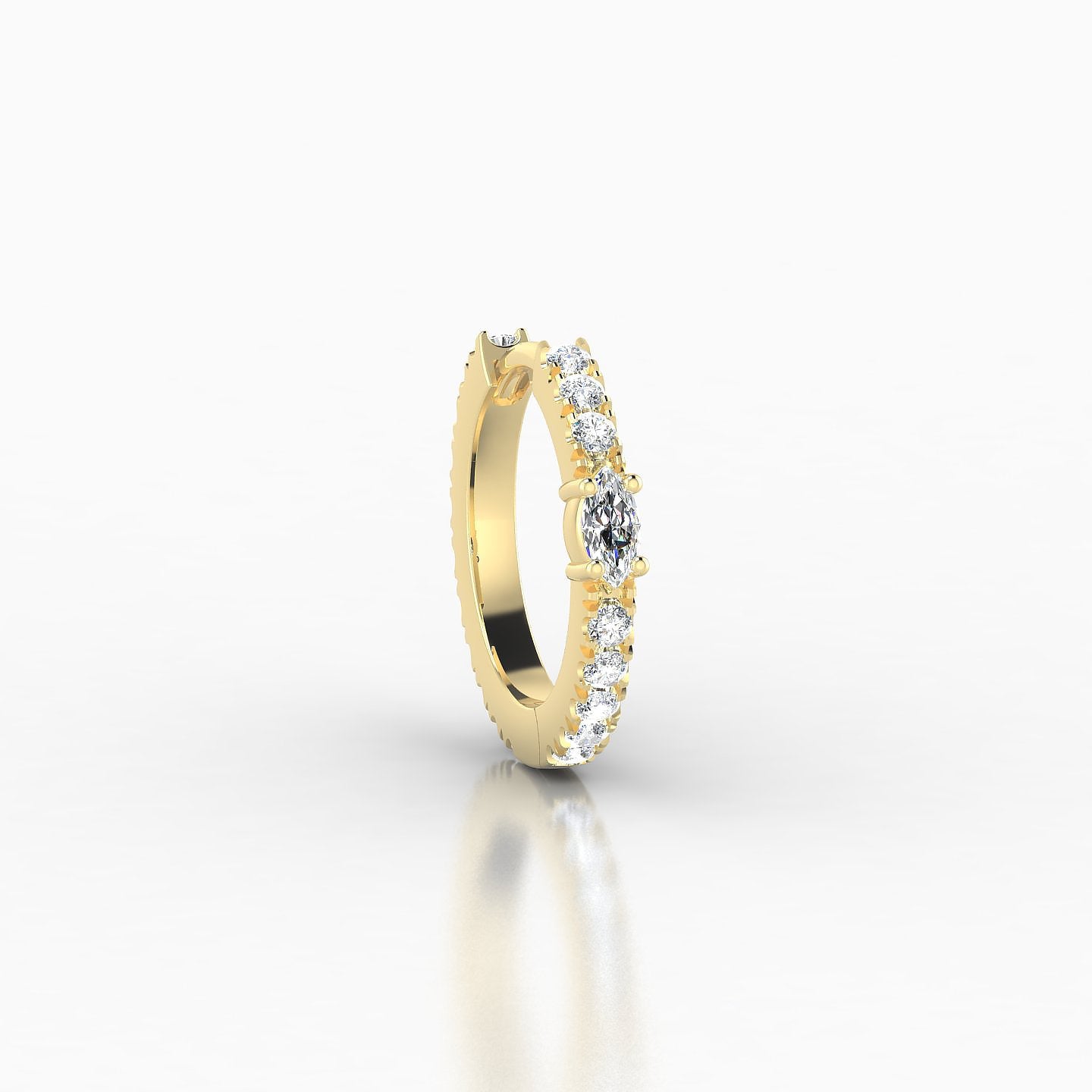 Inanna | 18k Yellow Gold 8 mm Marquise Diamond Hoop Piercing