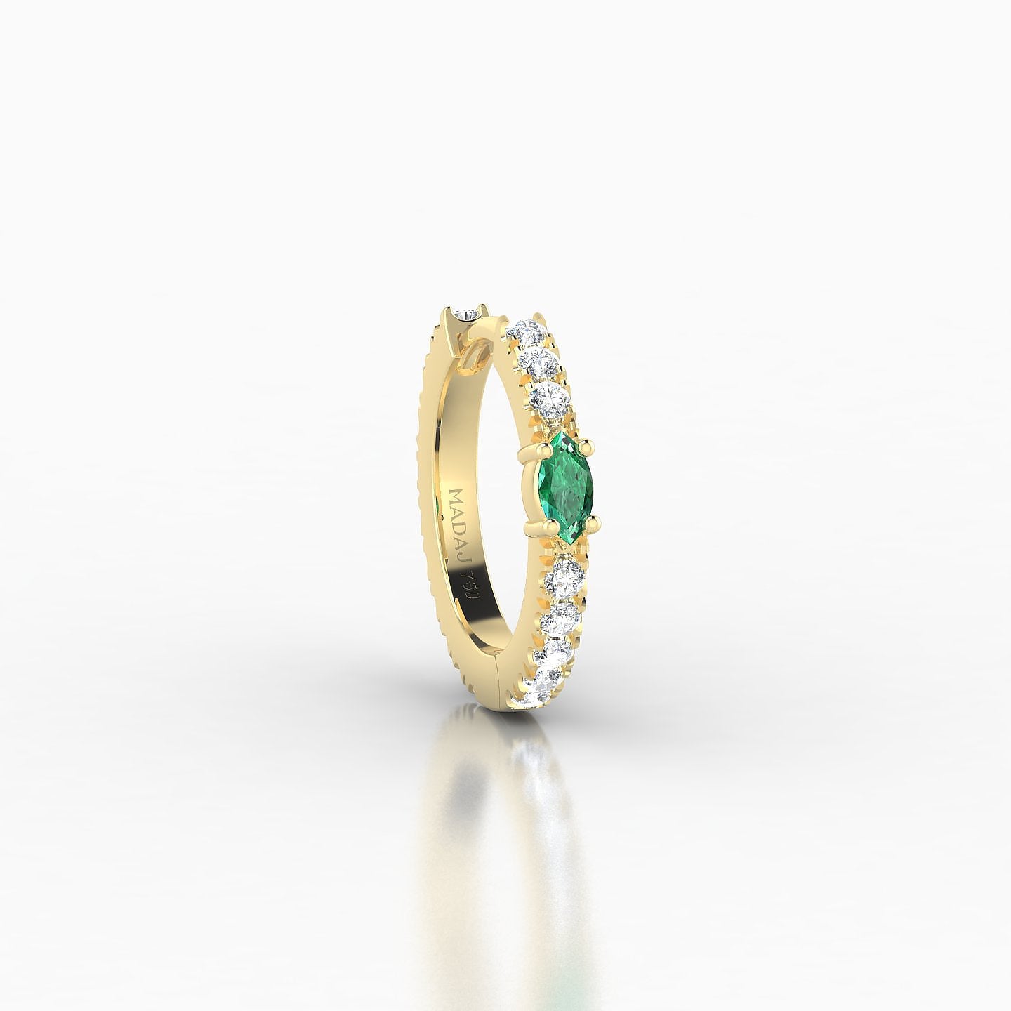 Inanna | 18k Yellow Gold 8 mm Marquise Emerald & Diamond Hoop Piercing