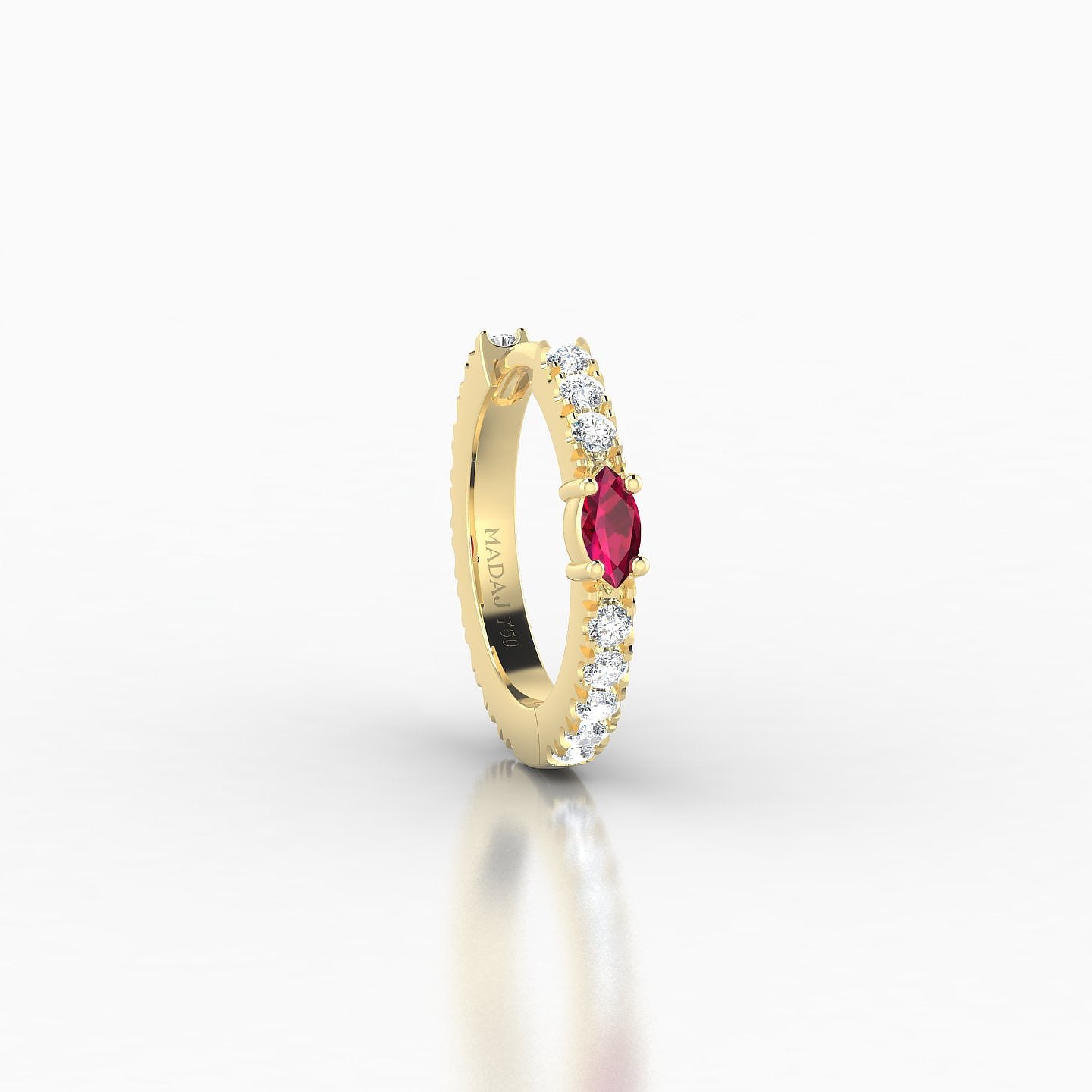 Inanna | 18k Yellow Gold 8 mm Marquise Ruby & Diamond Hoop Piercing