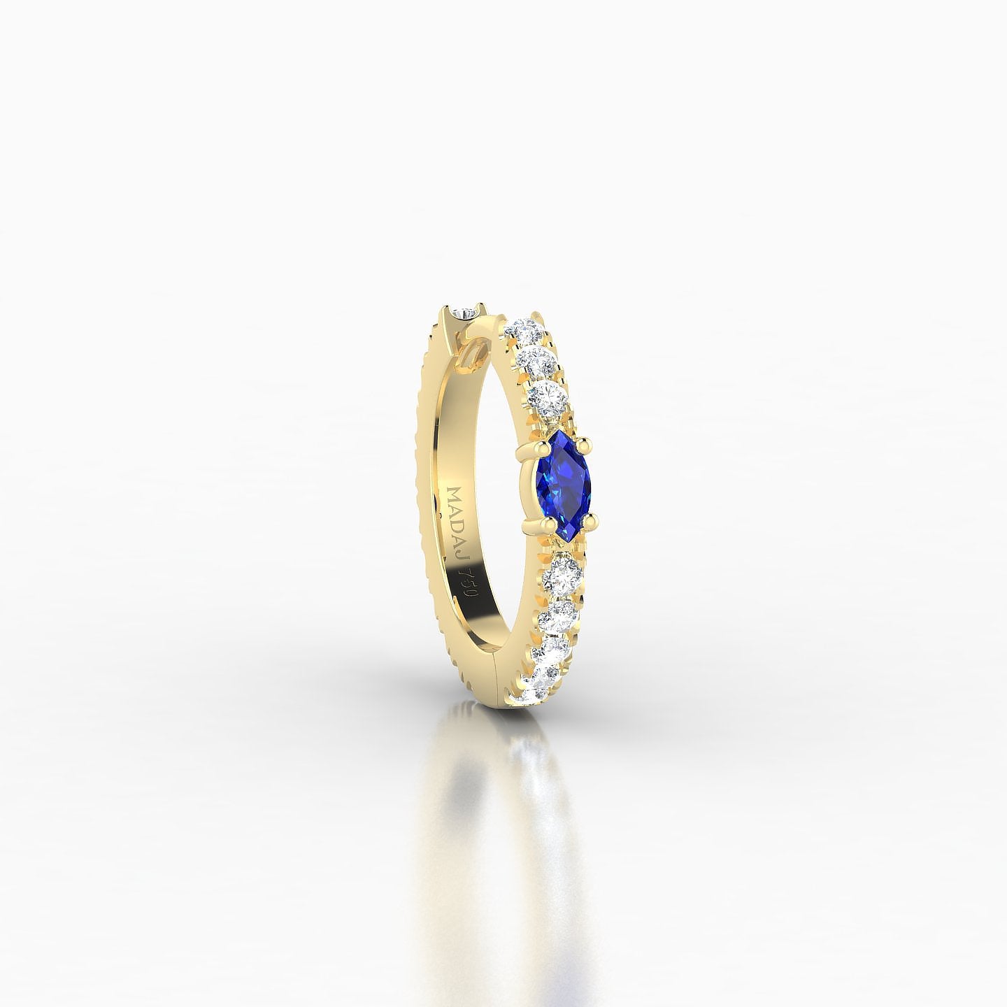 Inanna | 18k Yellow Gold 8 mm Marquise Sapphire & Diamond Hoop Piercing