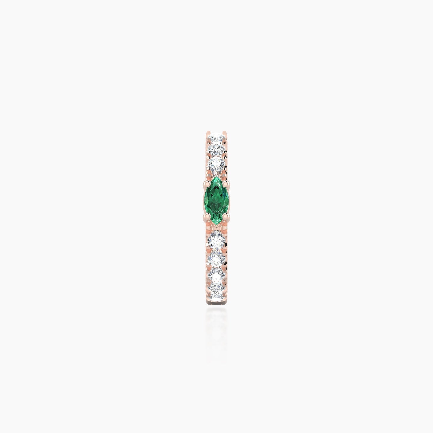 Inanna | 18k Rose Gold 8 mm Marquise Emerald & Diamond Hoop Piercing