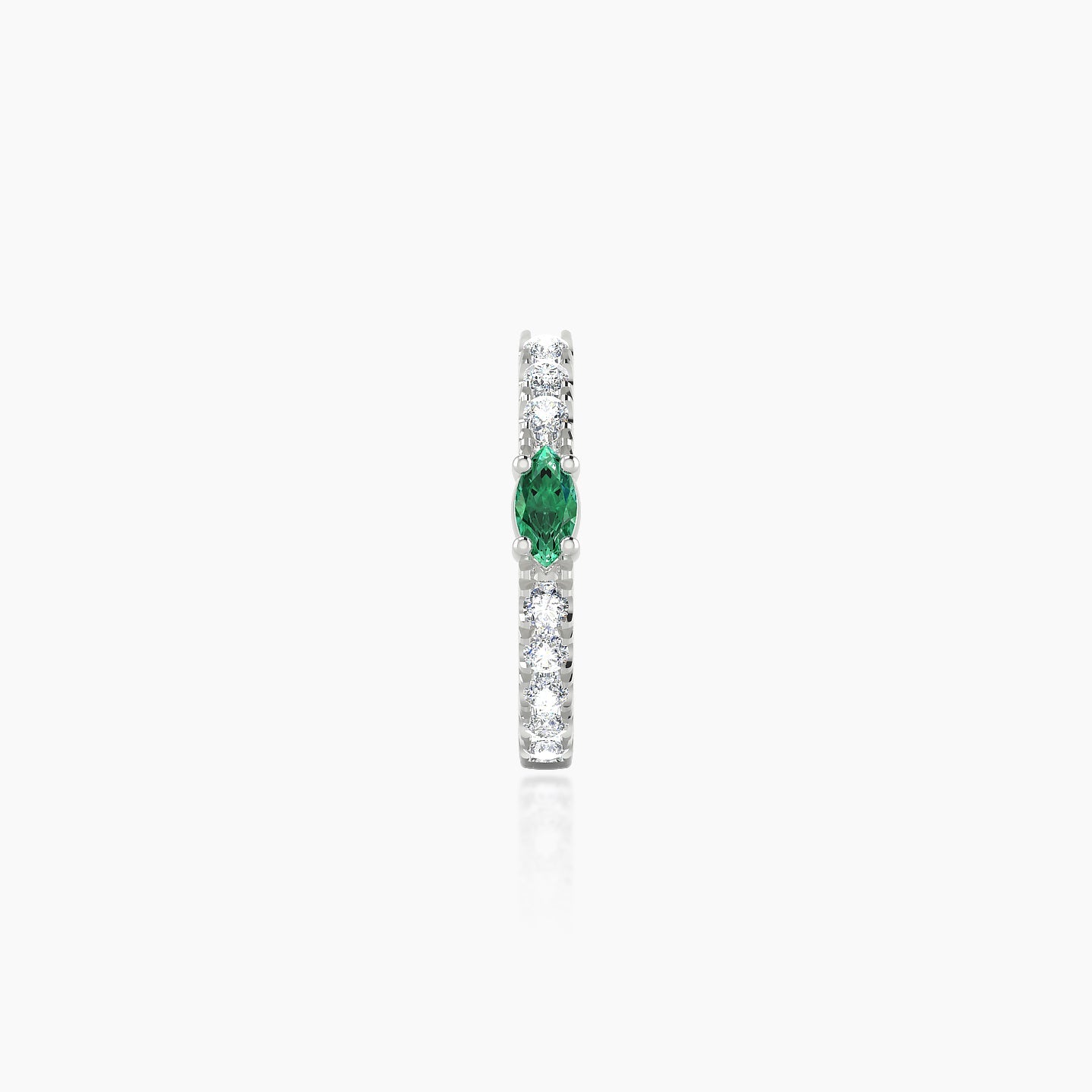 Inanna | 18k White Gold 8 mm Marquise Emerald & Diamond Hoop Piercing