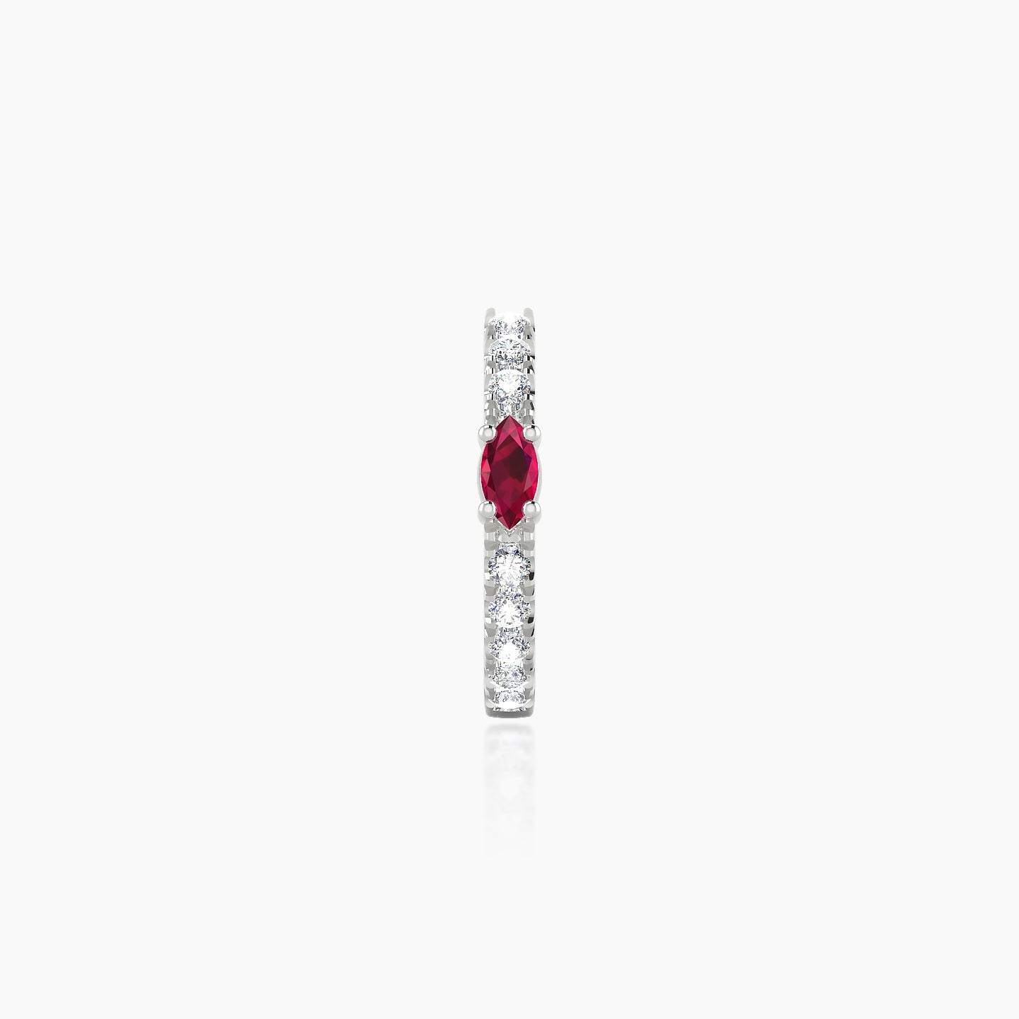 Inanna | 18k White Gold 8 mm Marquise Ruby & Diamond Hoop Piercing