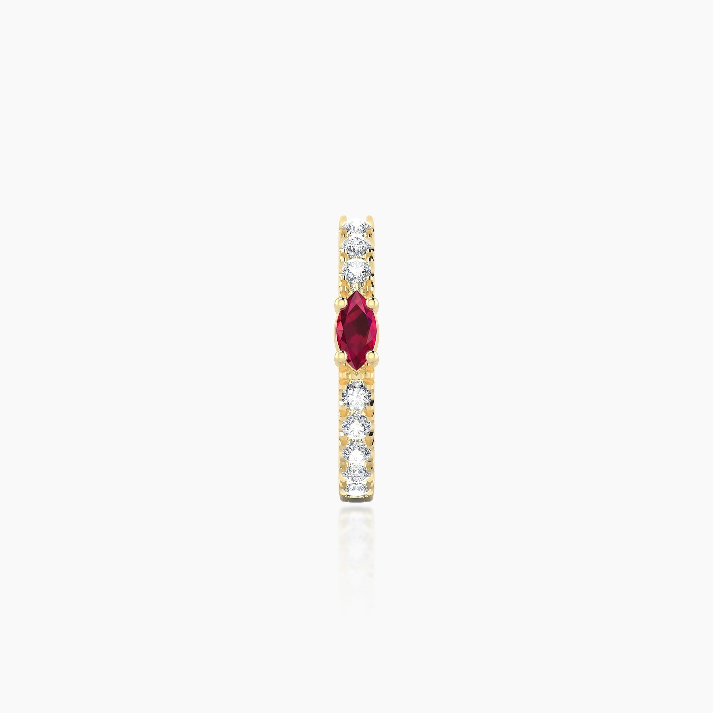 Inanna | 18k Yellow Gold 8 mm Marquise Ruby & Diamond Hoop Piercing