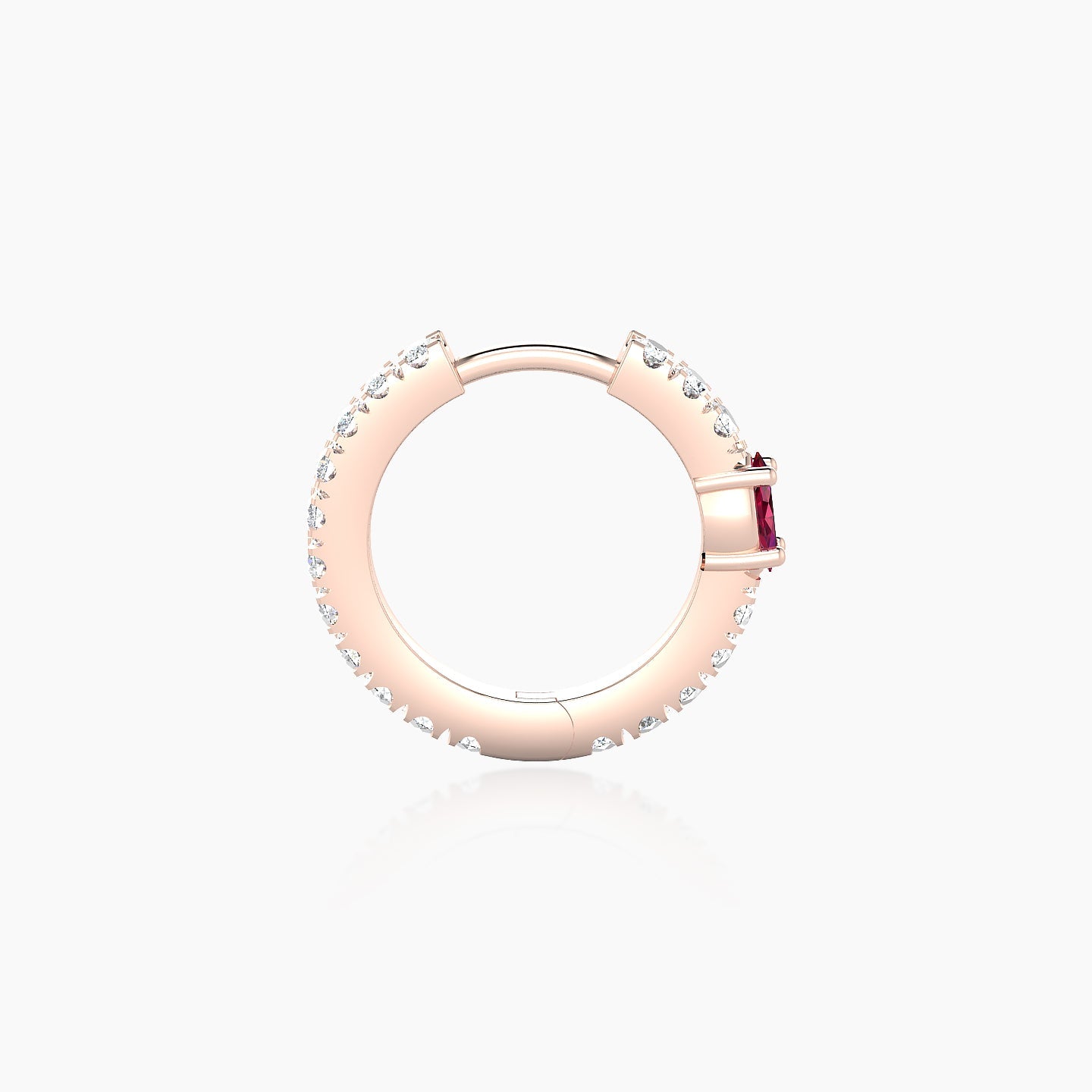 Inanna | 18k Rose Gold 8 mm Marquise Ruby & Diamond Hoop Piercing